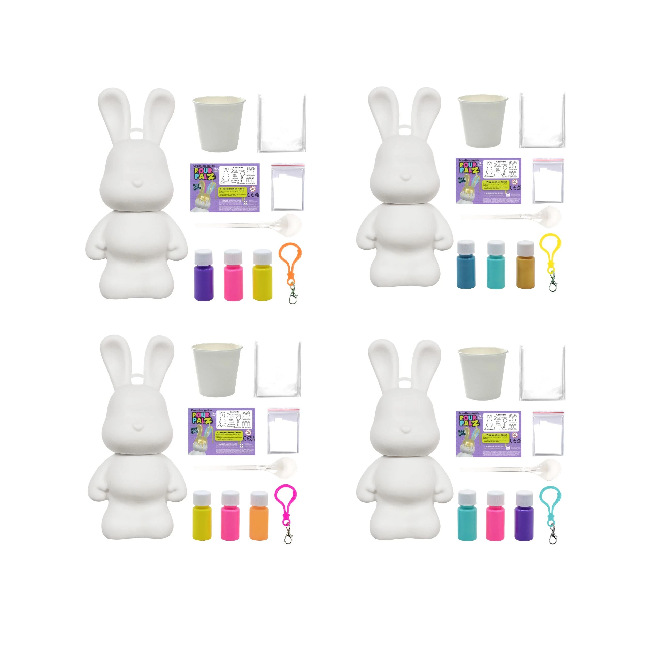 4 Pour Palz Mini Bunny Keyring - Assorted, 4 of 4