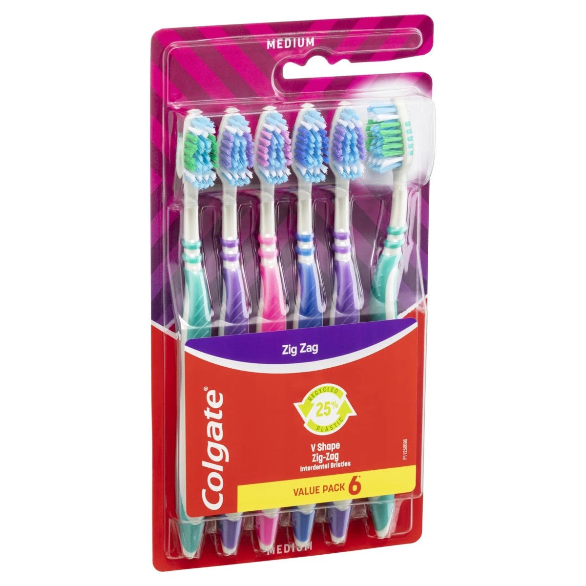 1 Colgate 6 Pack Medium ZigZag Toothbrushes, 1 of 6