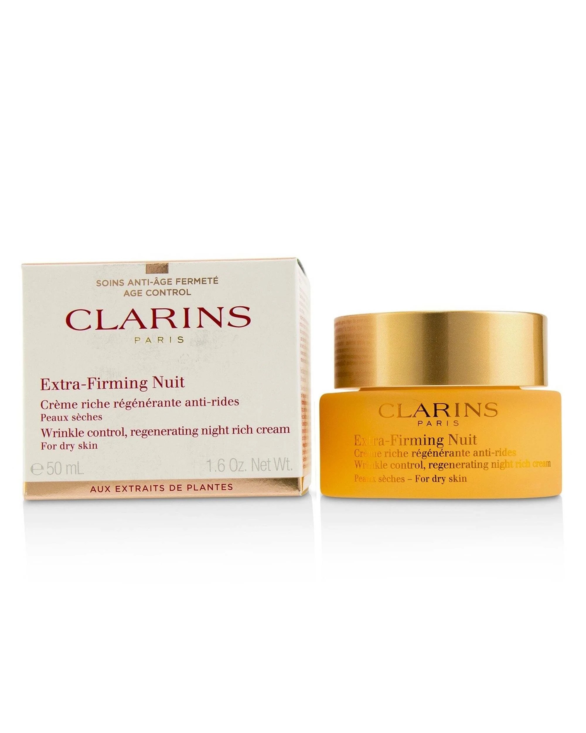1 Clarins Extra-Firming Nuit Wrinkle Control, Regenerating Night Rich Cream - For Dry Skin 50ml/1.6oz, 1 of 3