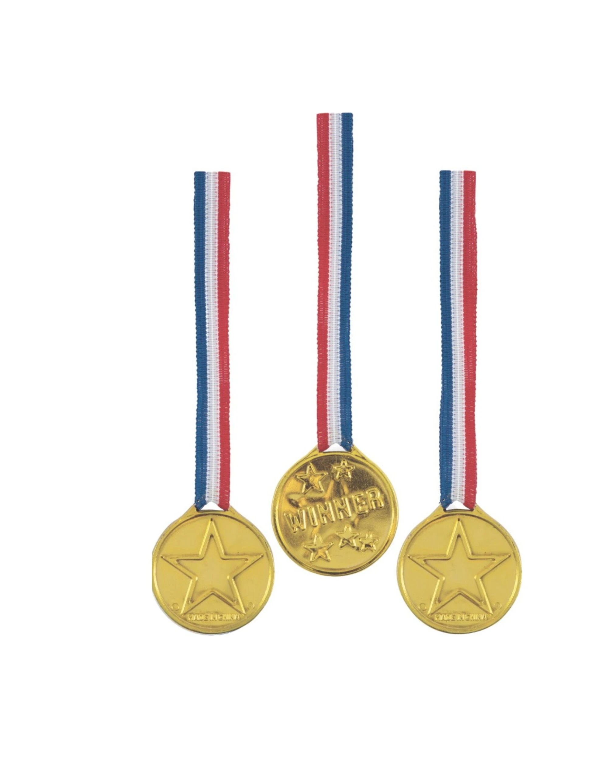 1 Unique Gold Plastic Winner Medals Pack of 5, 1 of 2