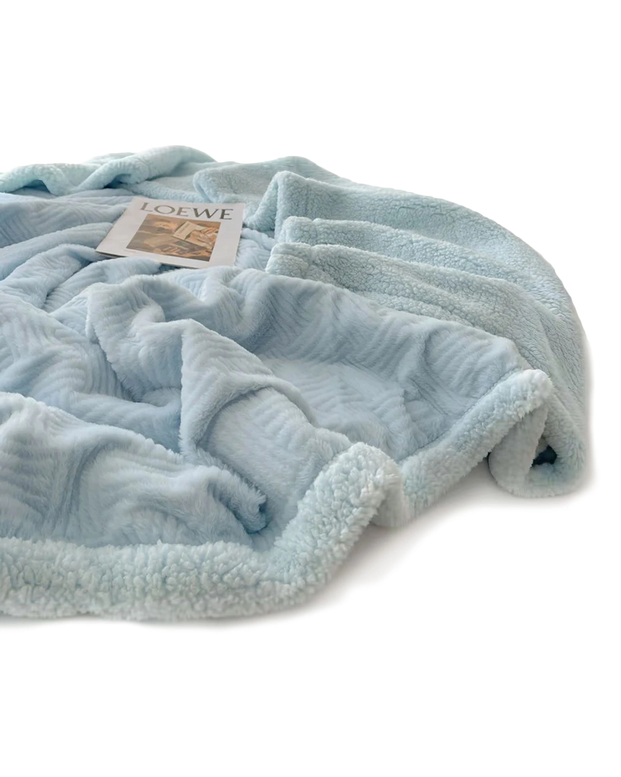 1 Cotton More Large Faux Rabbit Plush Blanket Throw 200x230cm Sky - Blue, 1 of 7