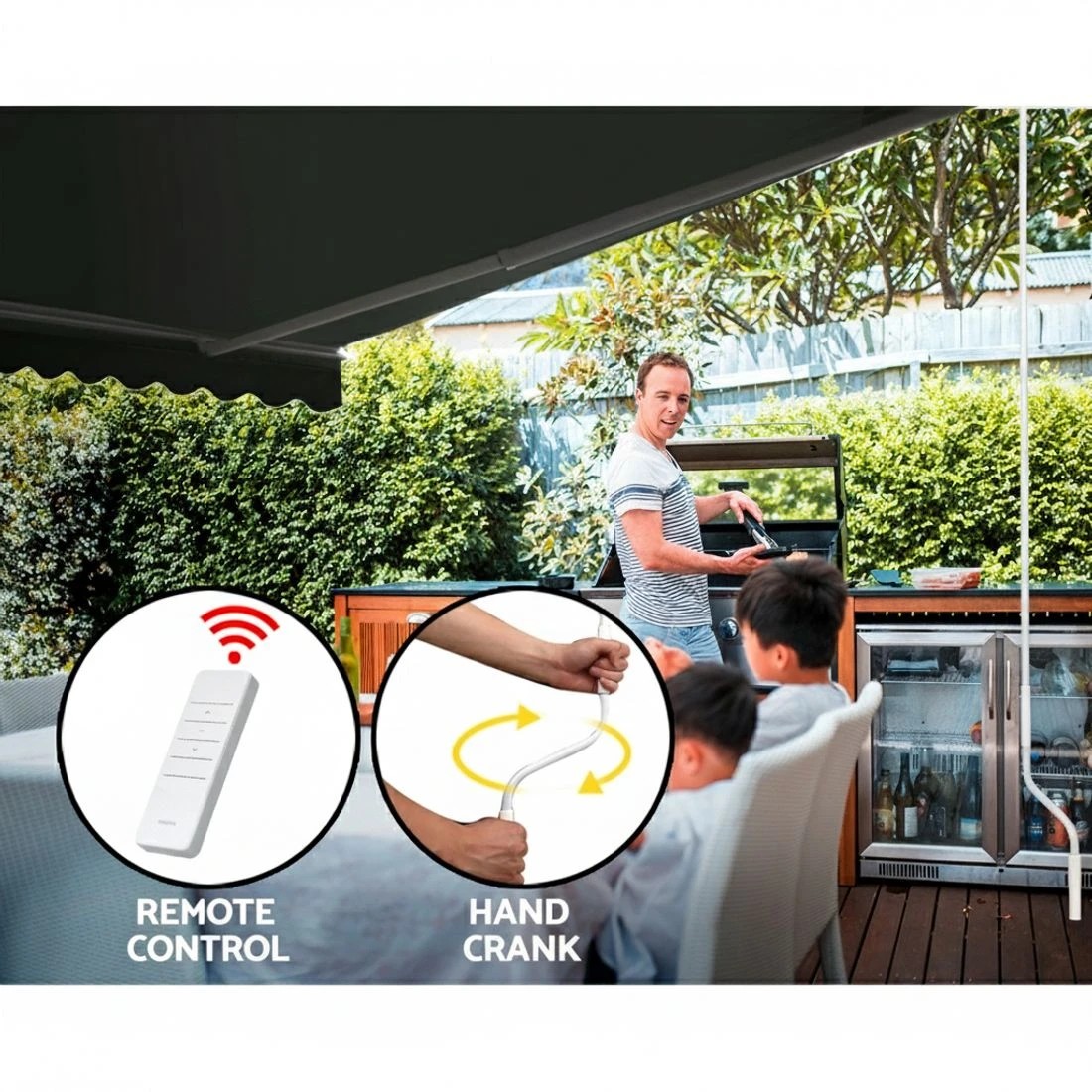 4 Instahut Retractable Folding Arm Awning Motorised Sunshade 5Mx3M - Grey, 4 of 6