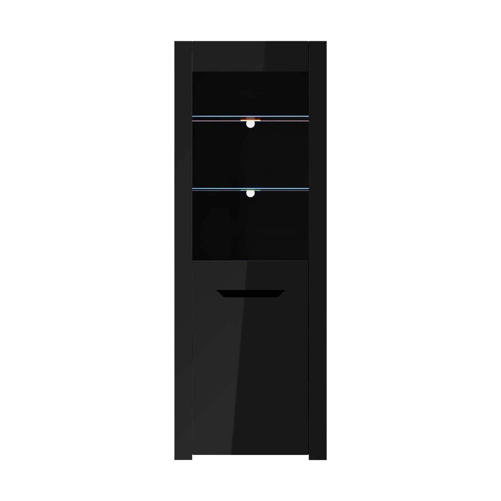 6 Oikiture Display Cabinet Buffet Sideboard High Gloss Cupboard LED Light - Black, 6 of 8