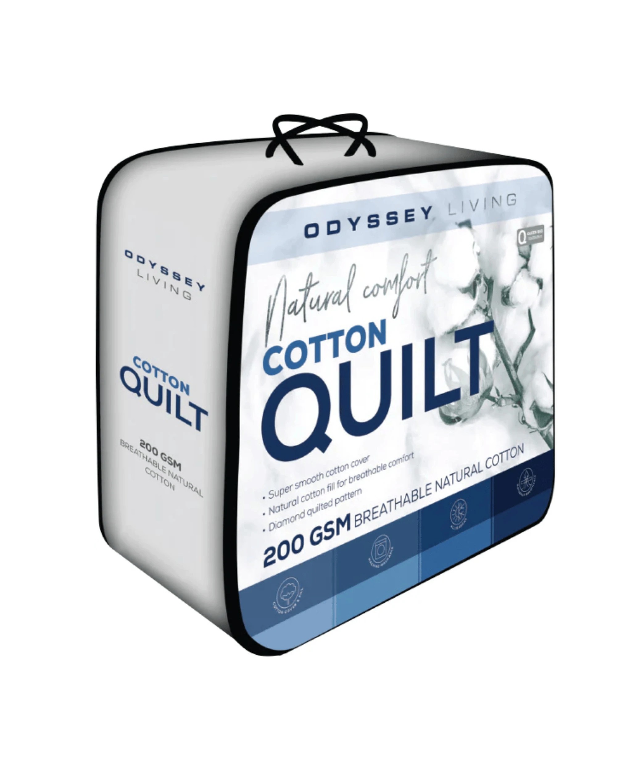 1 Odyysey Cotton Quilt 200Gsm - Queen Bed - White, 1 of 1