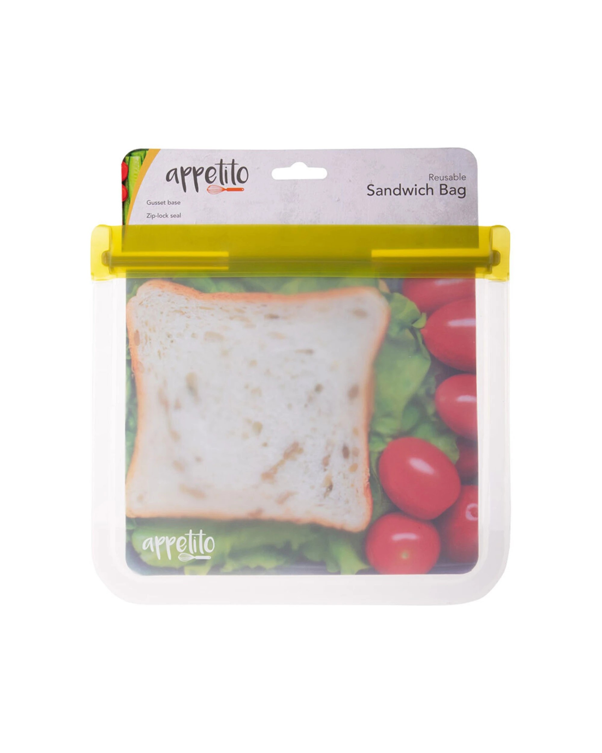 1 Appetito Reusable Sandwich Bag Leakproof Zip Lock FDA Grade BPA Safe - Green, 1 of 1