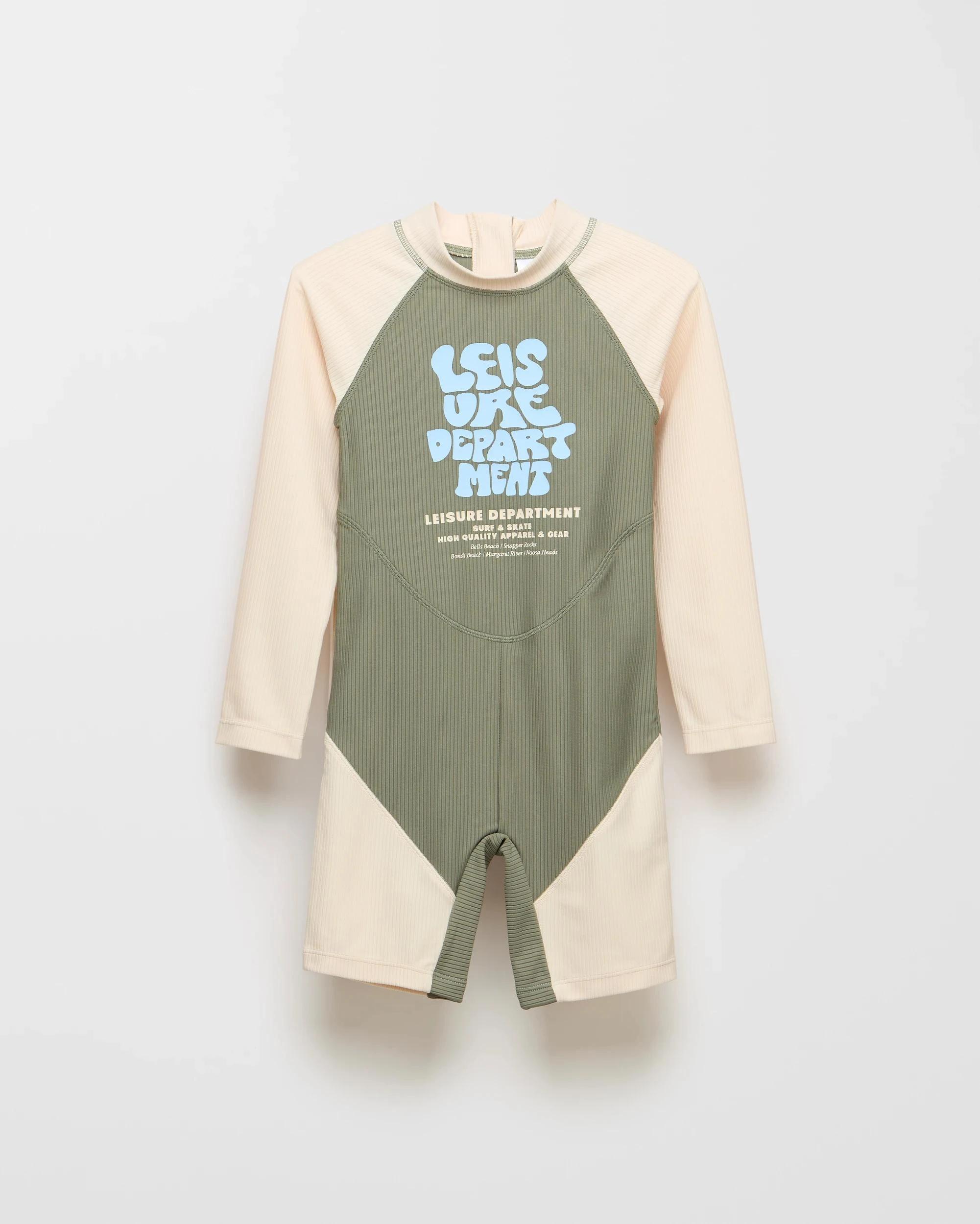 1 Target Boys Long Sleeve Ribbed Swim Onesuit KHAKI/NEUTRAL, 1 of 2