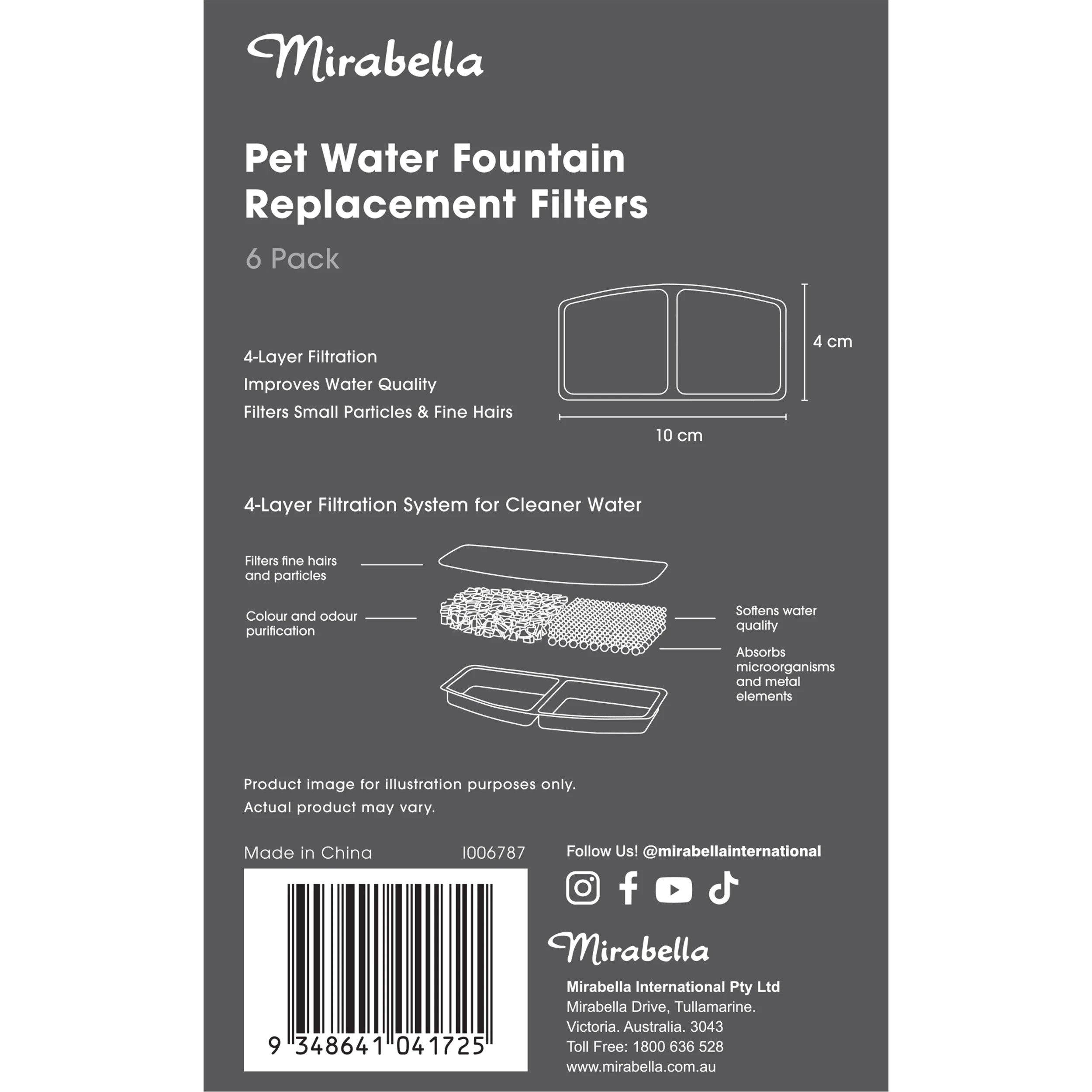 6 6 Pack Mirabella Pet Water Fountain Replacement Filters, 6 of 6
