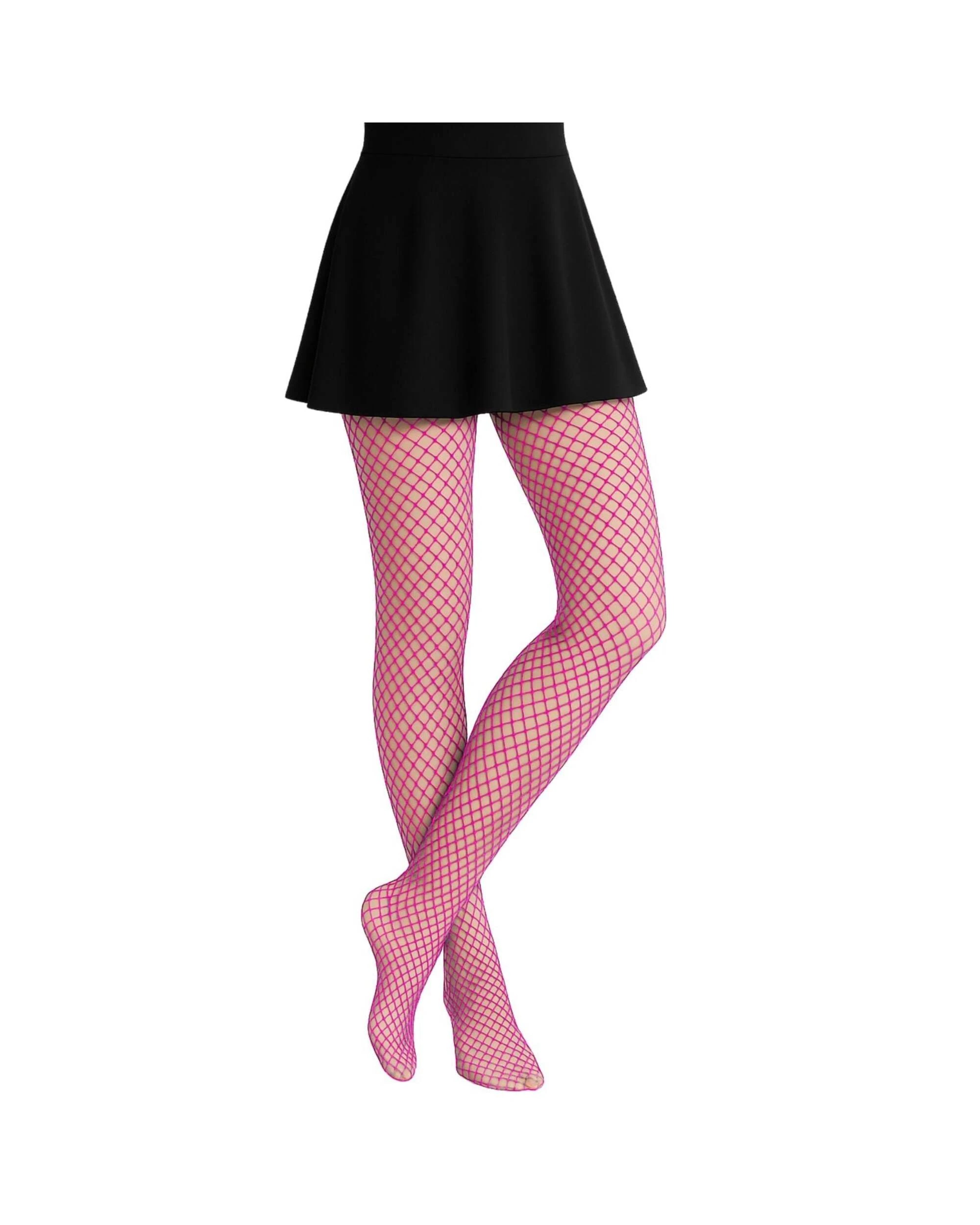 1 JD Party Neon Fishnet Tights - One Size - Pink, 1 of 1