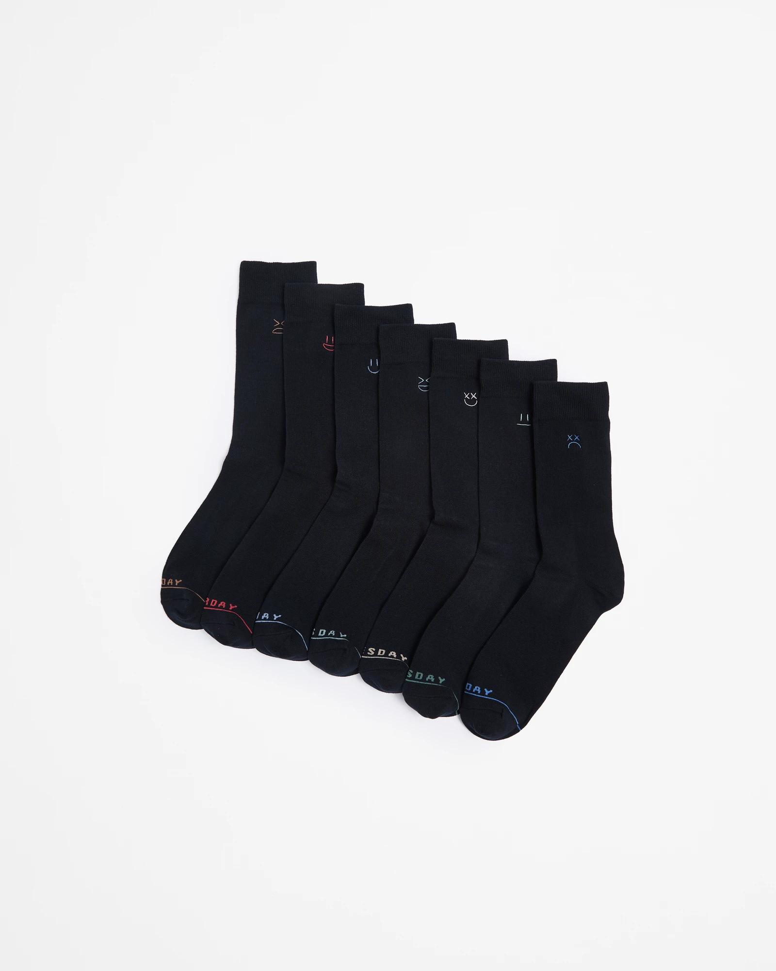 1 7 Pack Days Of The Week Business Crew Socks - Maxx BLACK, 1 of 3