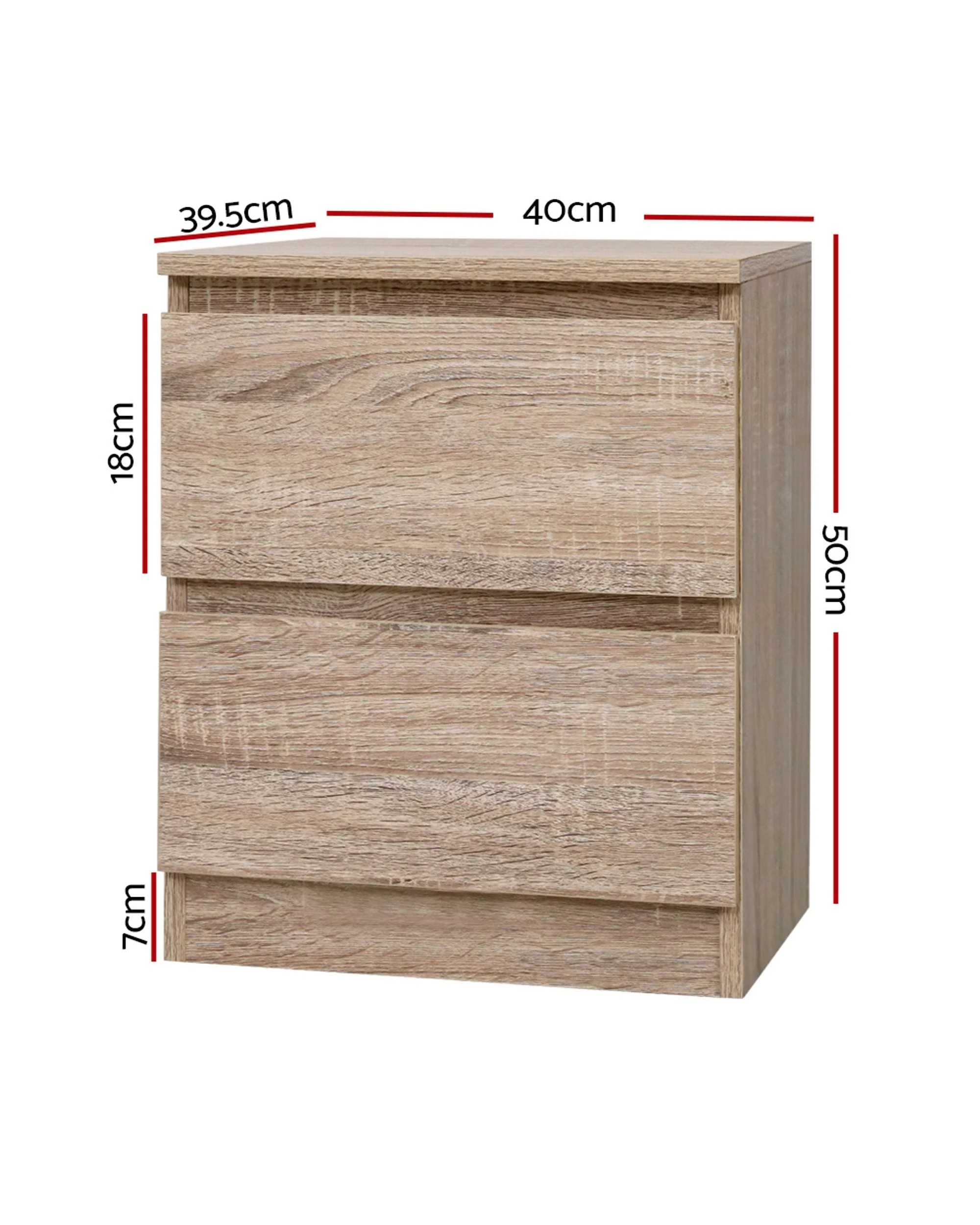 2 Artiss Bedside Table 2 Drawers Nightstand Bedroom Storage Compact Design Space Saving Modern Decor Easy Assembly - Brown, 2 of 6