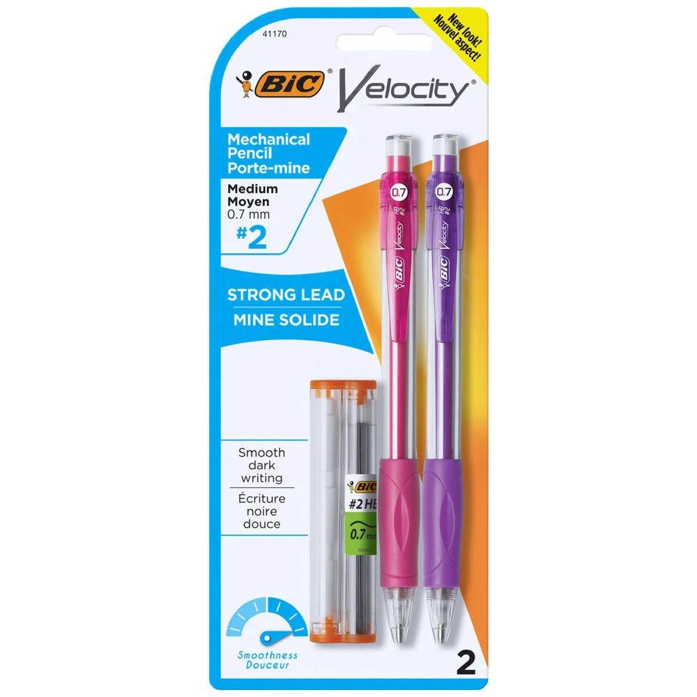 1 BIC Velocity Grip Mechanical Pencil 0.7mm Assorted 2 Pack, 1 of 3