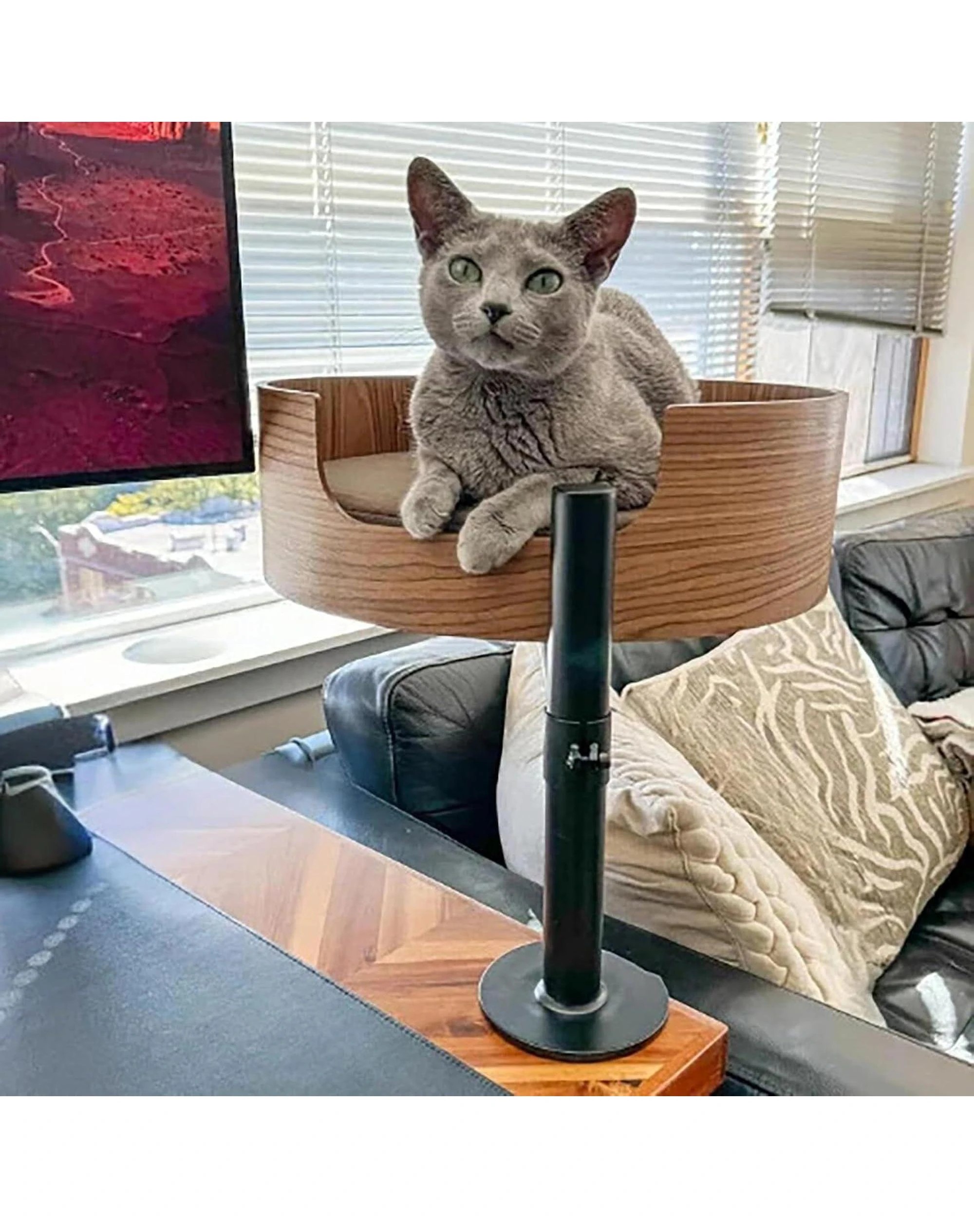 6 Desk Nest Cat Bed Space-Saving Elevated Bed for Cats Walnut - Brown, 6 of 9