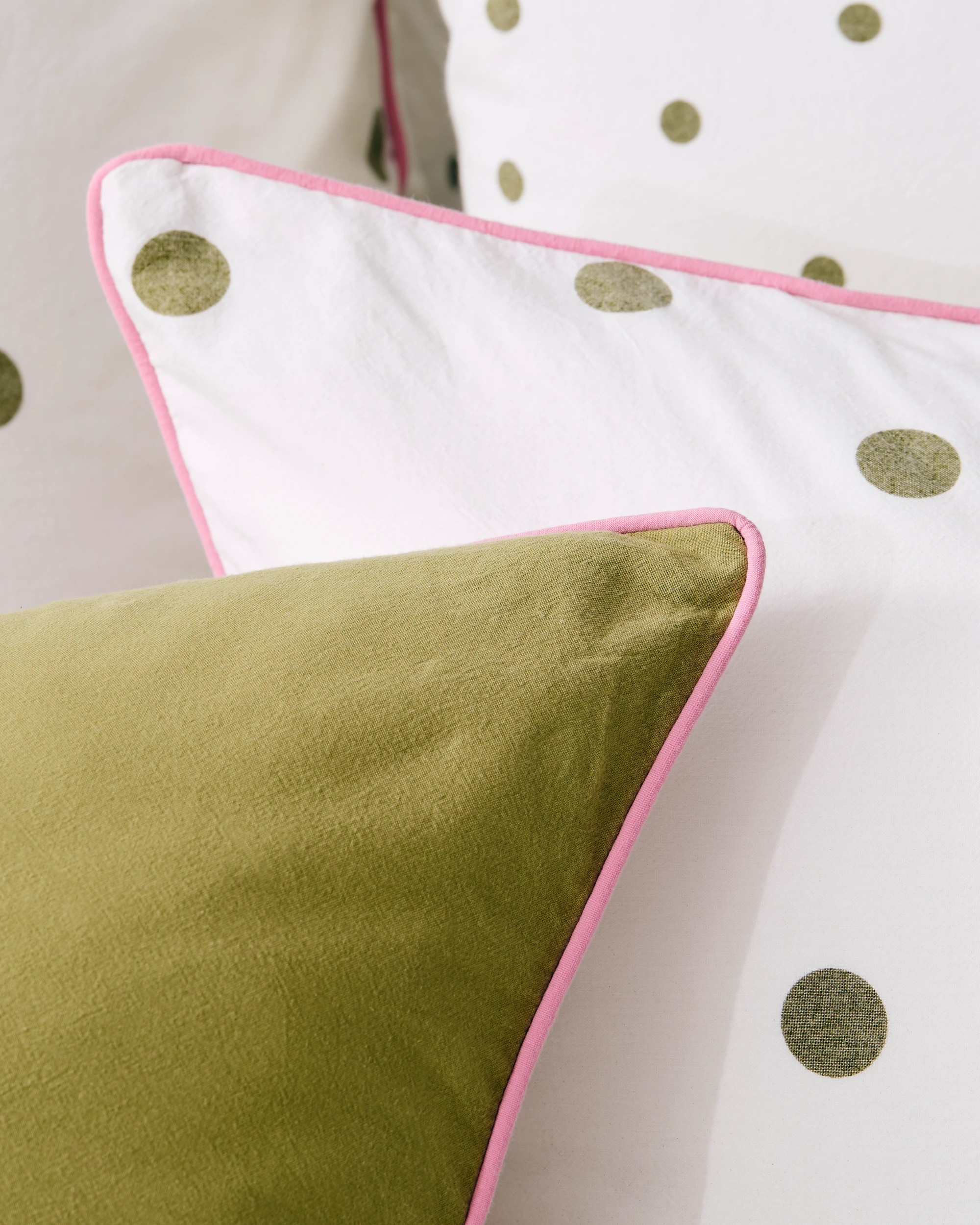 10 Arlo Polka Dot Stonewash Cotton Quilt Cover Set - Queen Bed - Green, 10 of 10