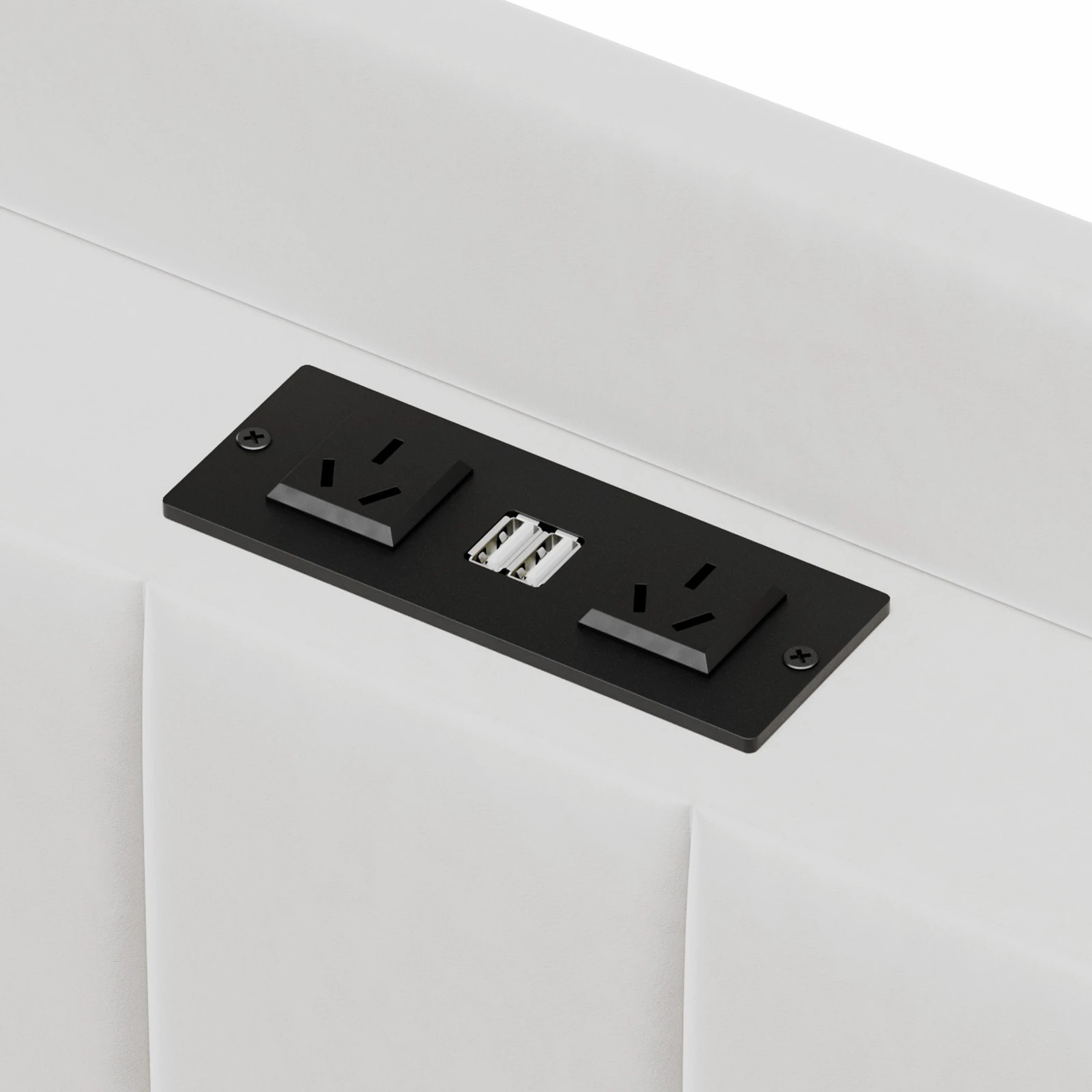 4 Advwin Queen Velvet Floating Bed Frame with RGB LED and Charging Station - Beige, 4 of 7