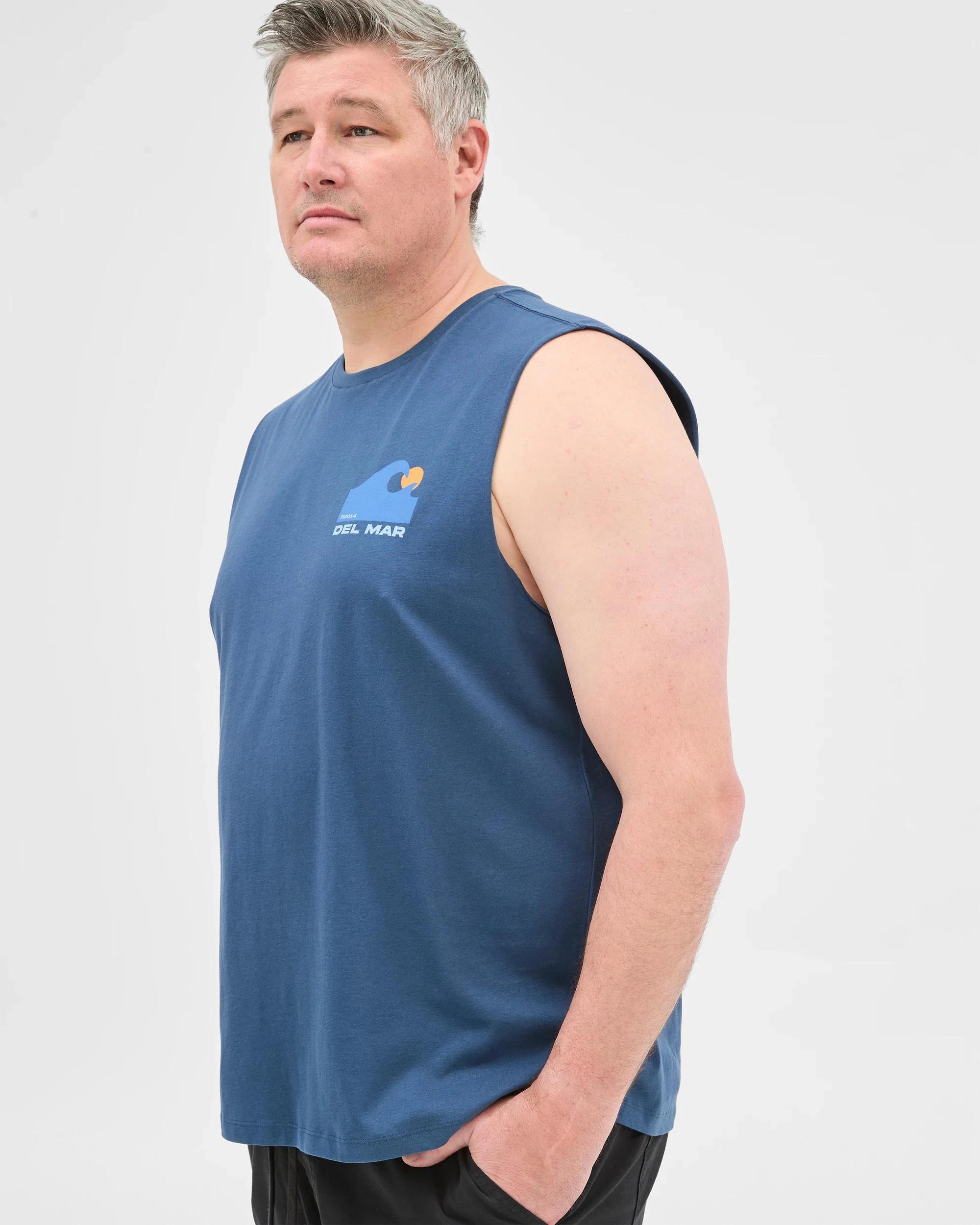 3 Target Man Plus Plus Size Australian Cotton Blend Tank Top NAVY WAVE, 3 of 5