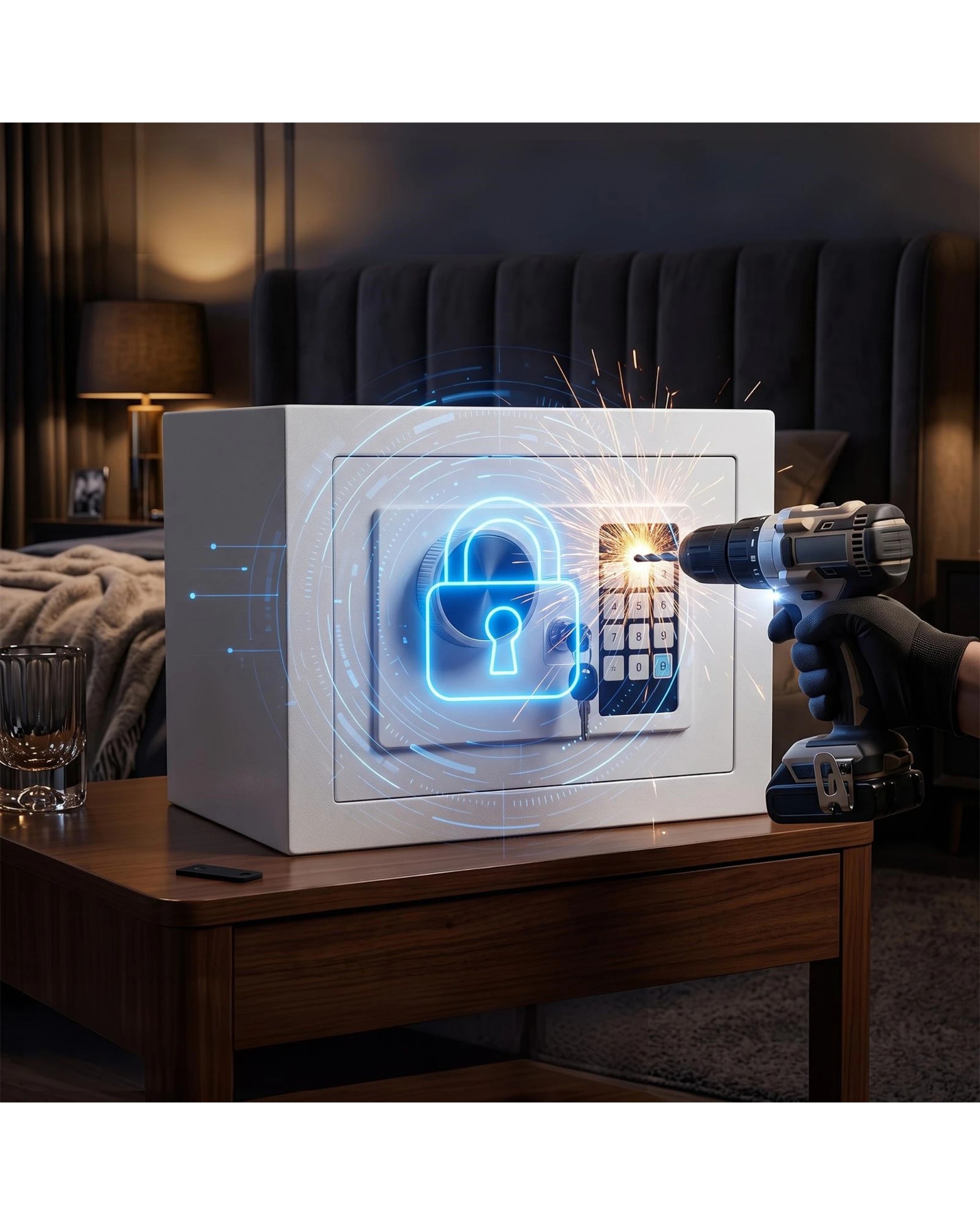 3 Advwin 7.2L Digital Safe Box with Keypad & Keys, Steel Security Home Safe for cash, passports, jewelry - White, 3 of 7