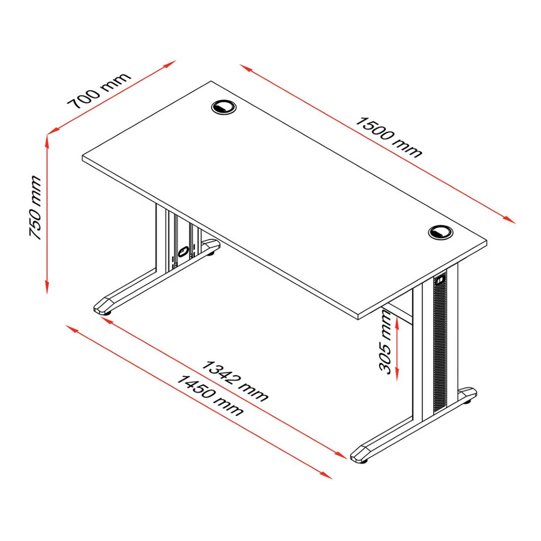 8 Matrix Office Desk 1500mm Oak, 8 of 9