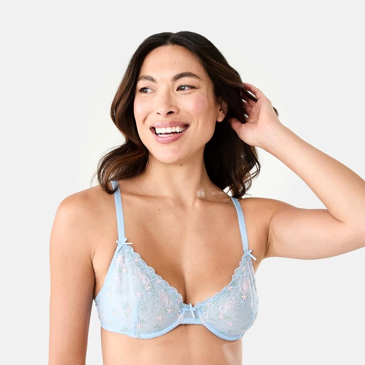 1 Co-ordinated Soft Cup Mesh Underwire Bra Bow Frl Wb, 1 of 8