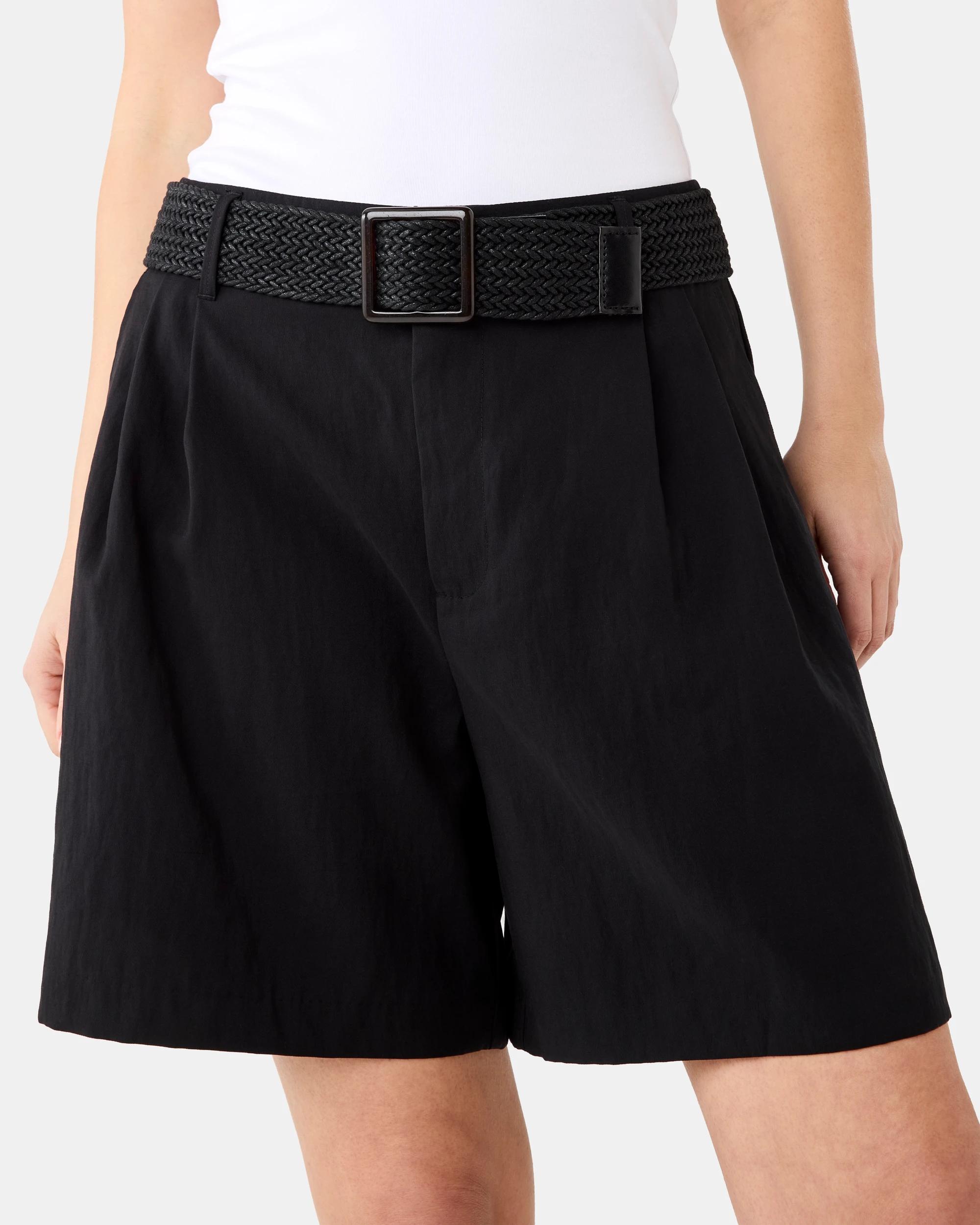 1 Belted Tailored Shorts Black, 1 of 5