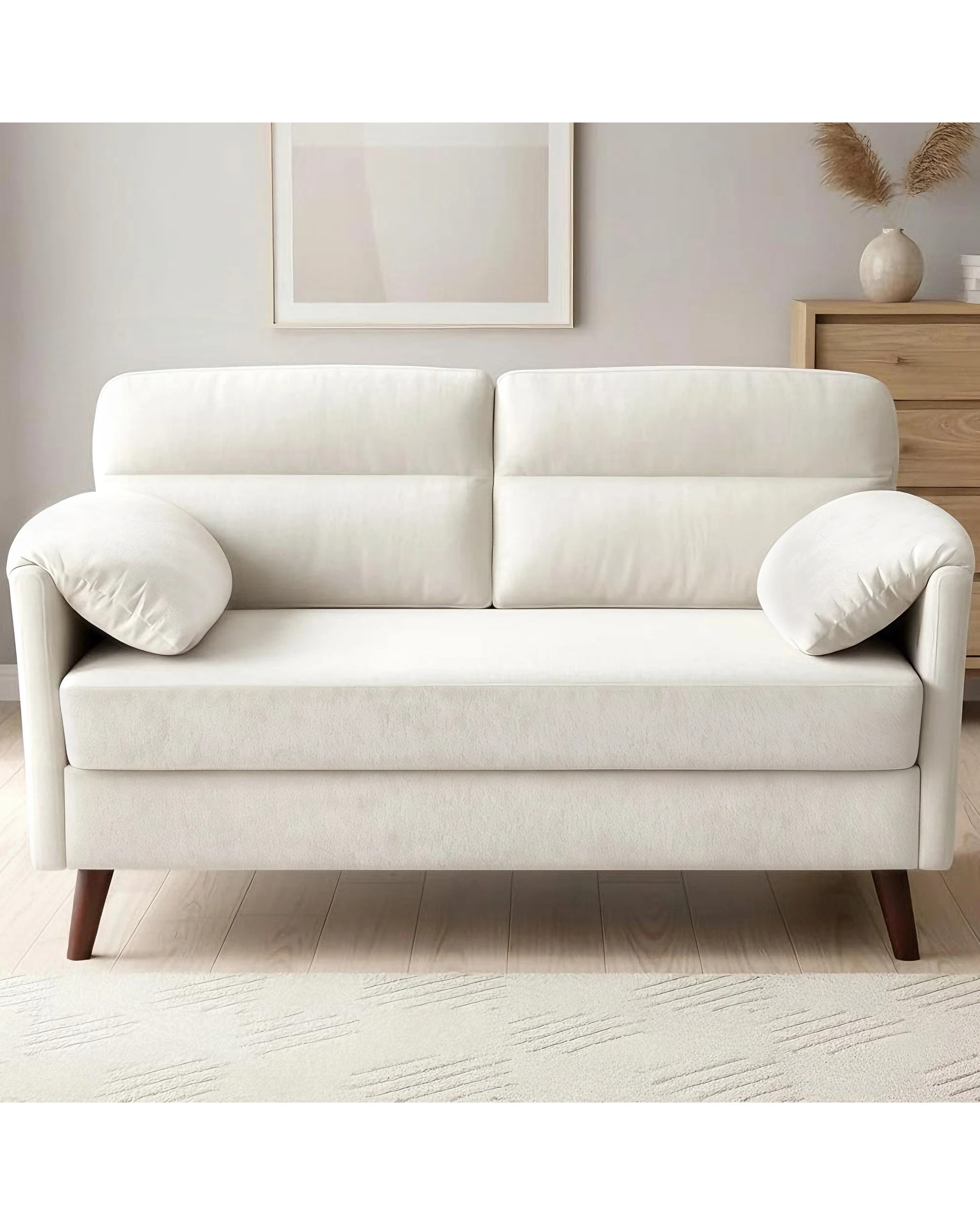 2 Advwin 2-Seater Sofa 120cm Love Seat Velvet Fabric Small Loveseat Sofa Couch for Compact Small Space, 2 of 9