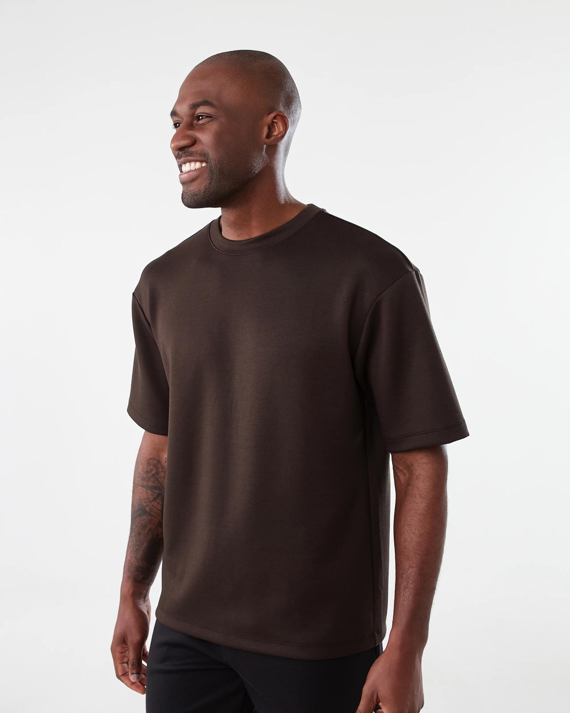 2 Active Mens Oversized Scuba T-shirt Brn Maogny, 2 of 6
