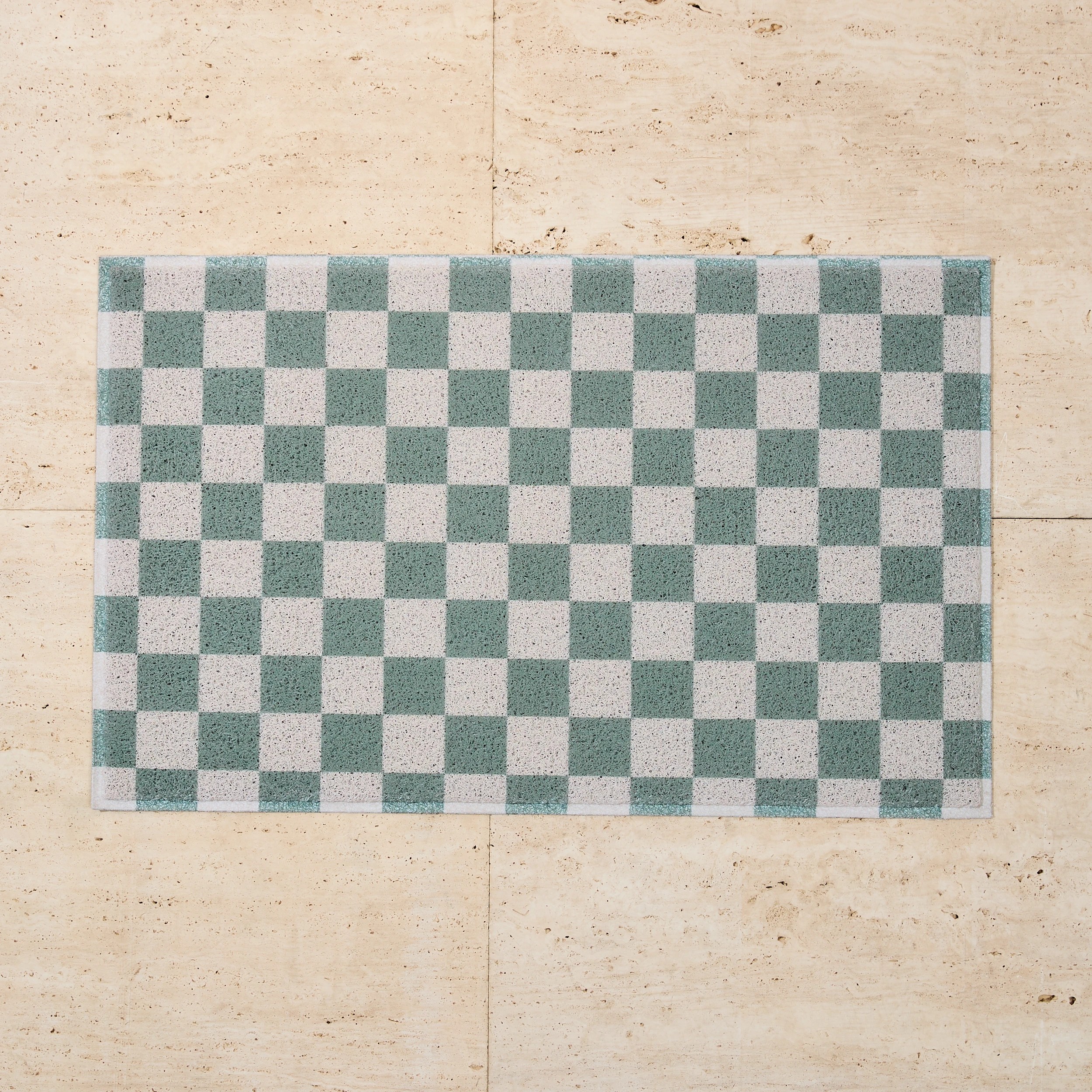 2 Dirt Grip Mat - Sage and White Check - 80cm x 50cm, 2 of 5