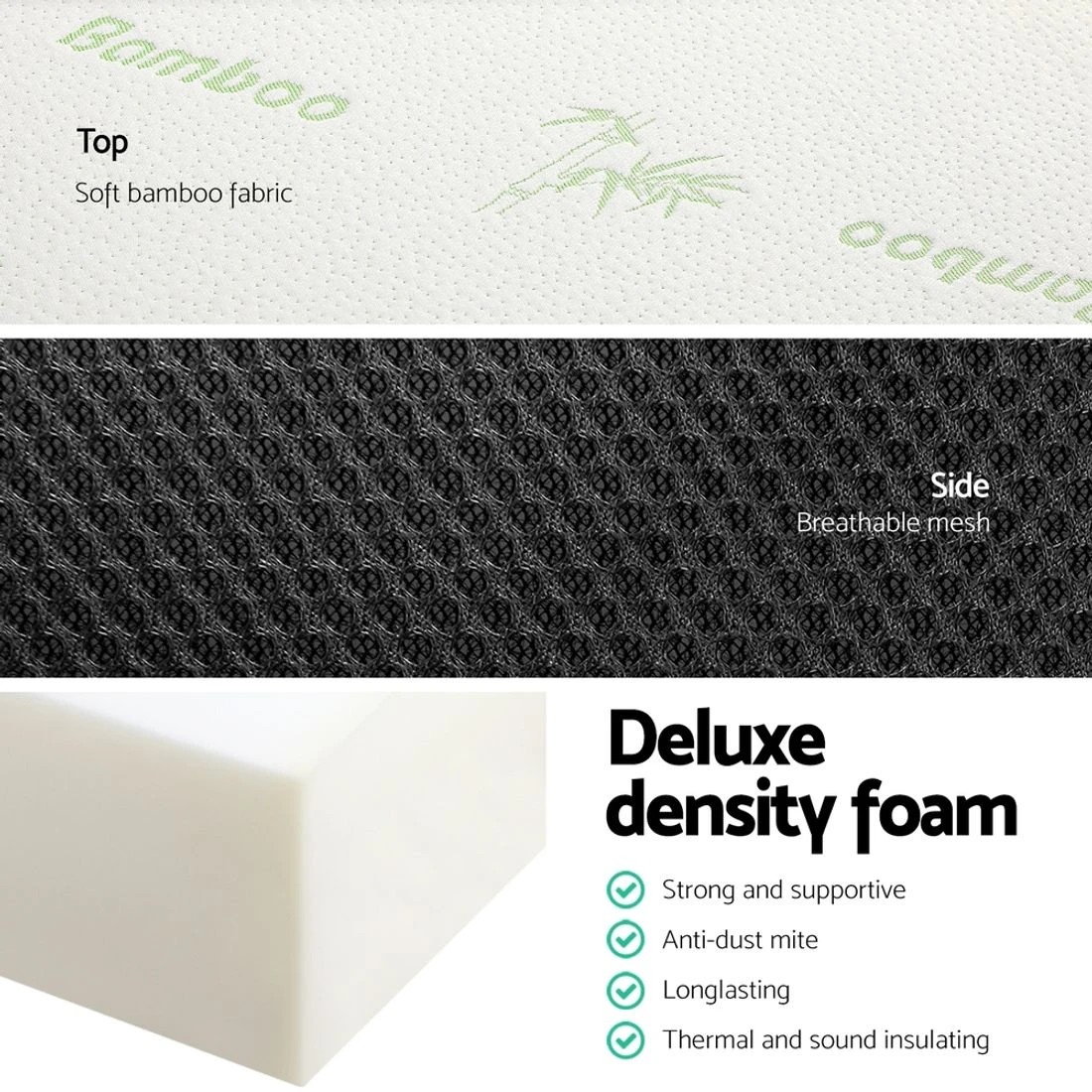 5 Giselle Bedding Foldable Mattress Folding Foam Double Bamboo - Black, 5 of 6