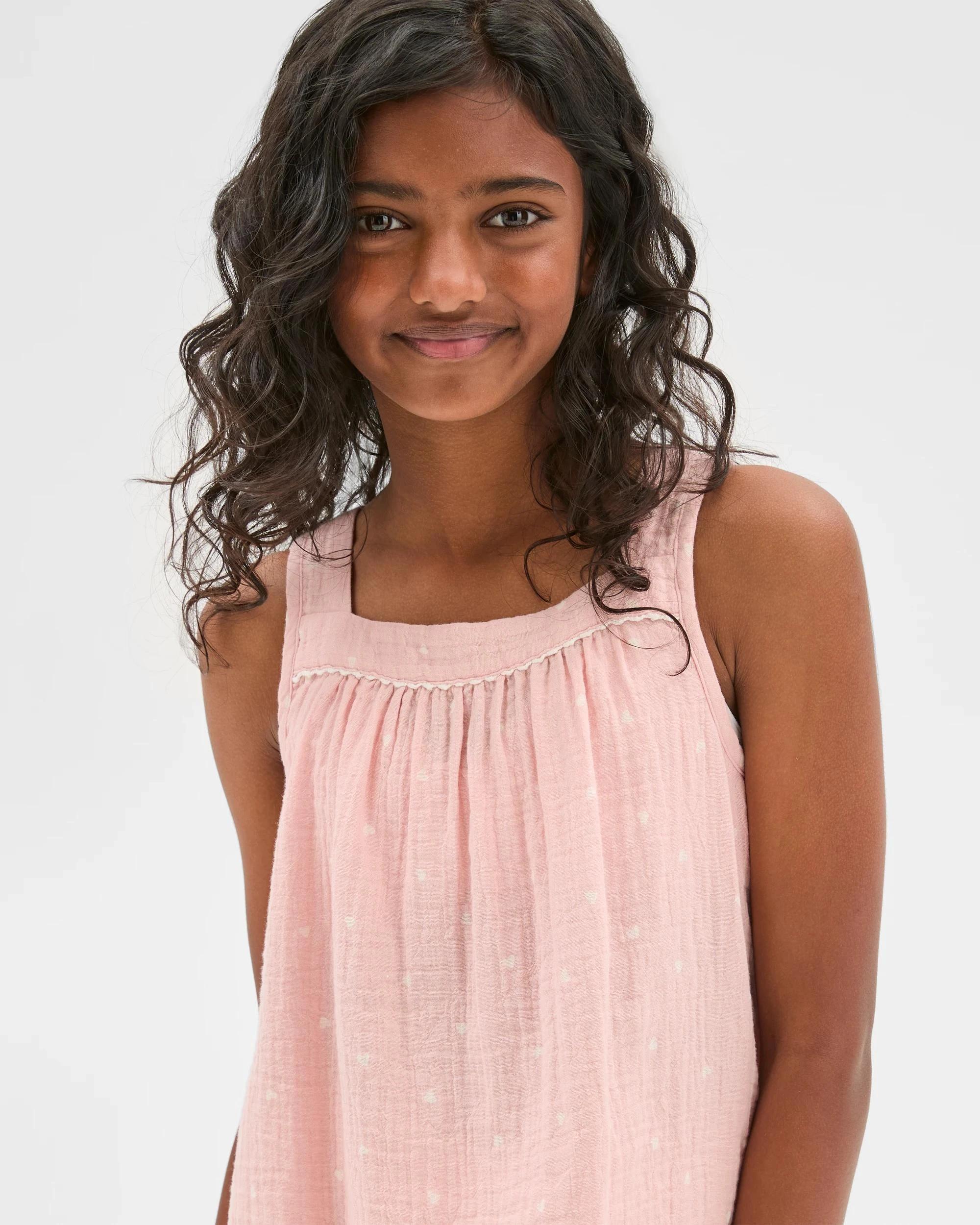 5 Target Australian Cotton Older Girls Double Cloth Cami Long Pyjama Set HEART, 5 of 8