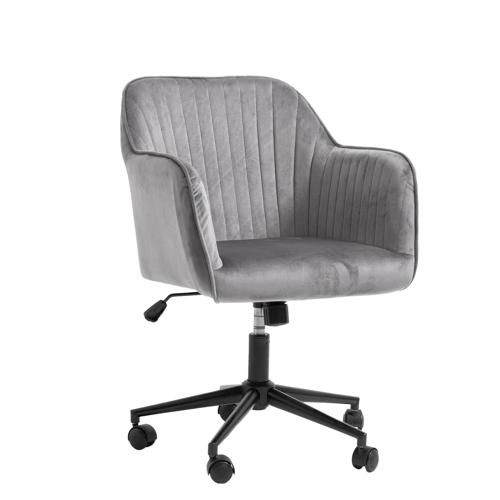 1 Casa Decor Arles Velvet Office Chair Mid Back Swivel Height Adjustable Grey - Grey, 1 of 10