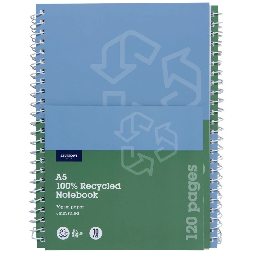 1 J.Burrows A5 Spiral Notebook 120 Pages 10 Pack, 1 of 3