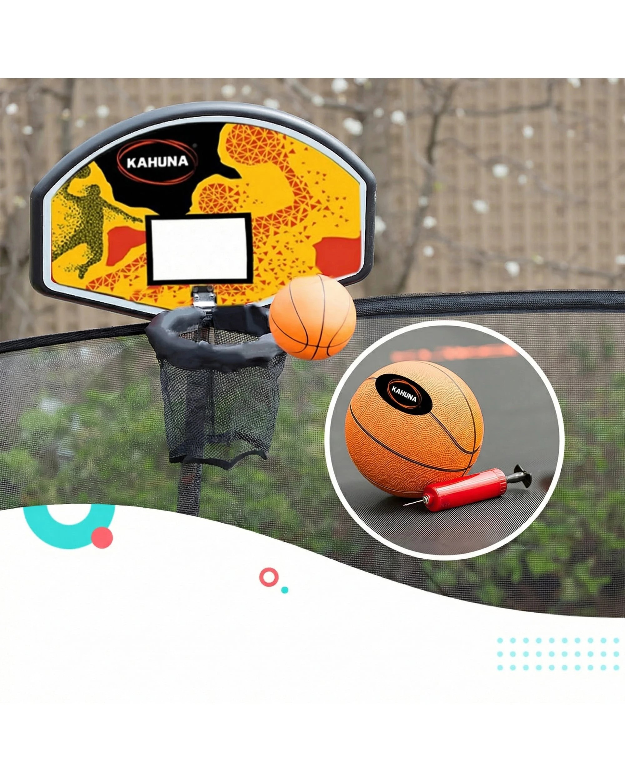 7 Kahuna Trampoline 8 ft with Basketball Set - Pattern, 7 of 10