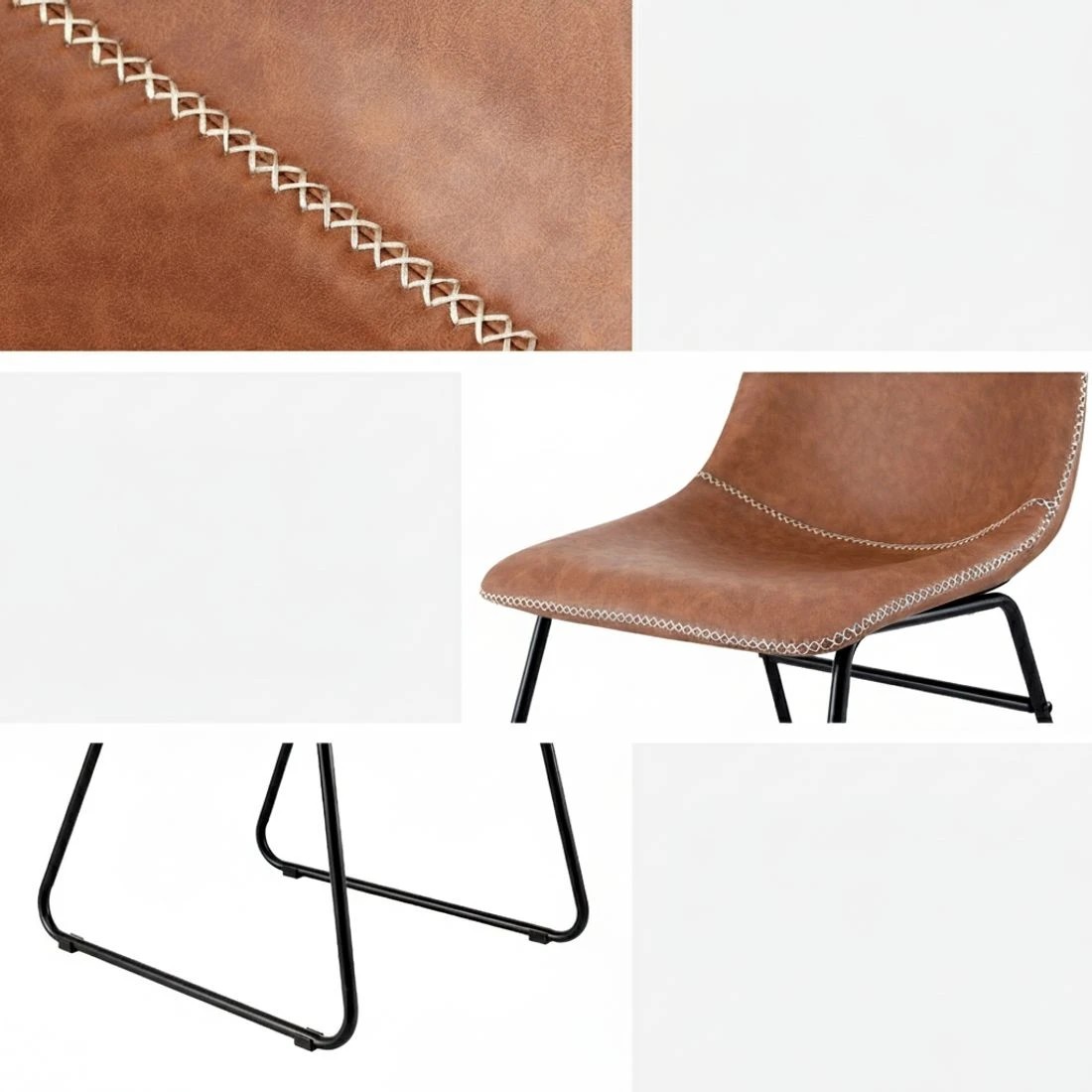 6 Artiss 4x Dining Chairs Retro PU Leather Kitchen Lounge Cafe Accent Chair - Brown, 6 of 6