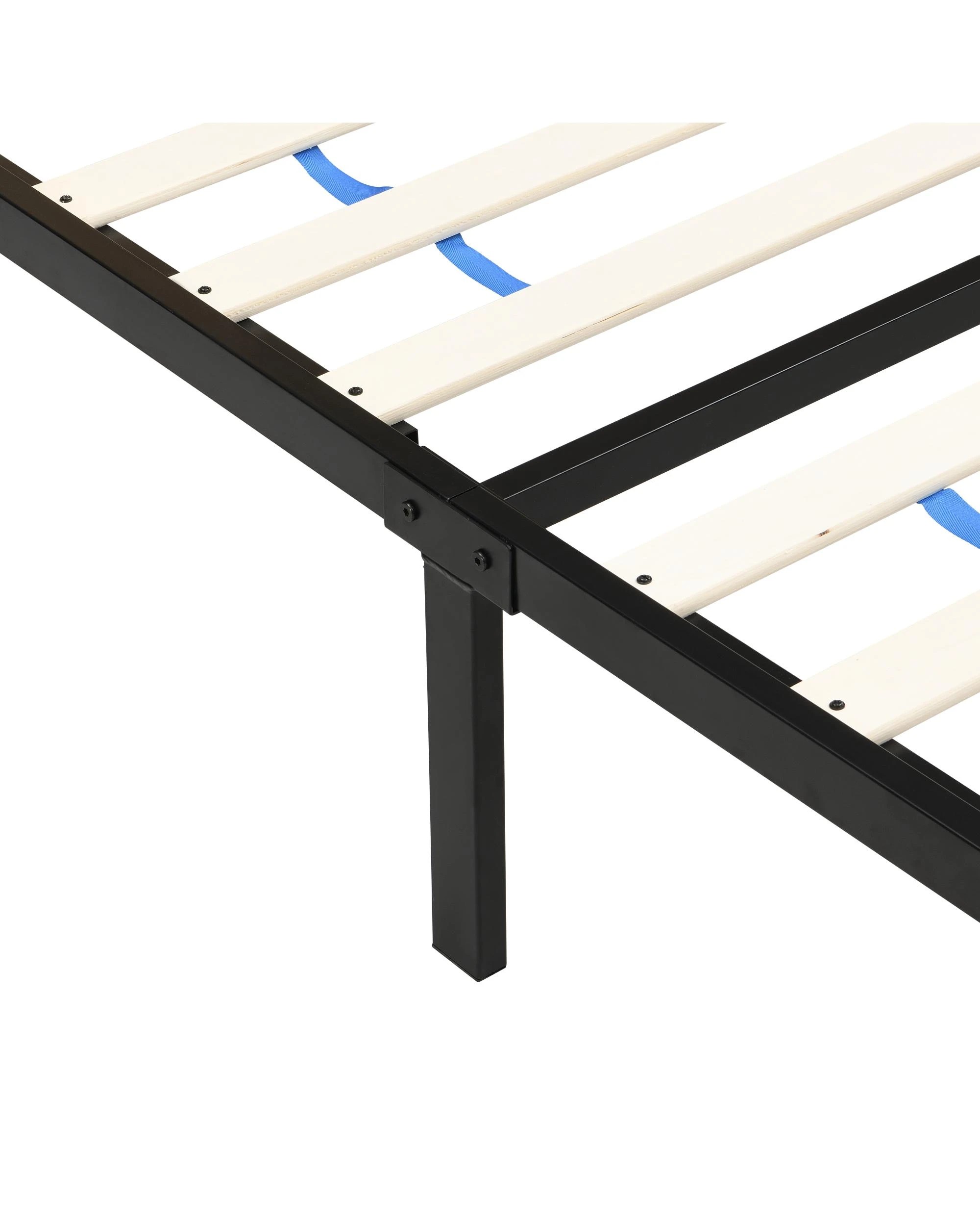 8 Kodu Metal and Wood Look Bed Frame Double Size Black and Oak - Natural, 8 of 10