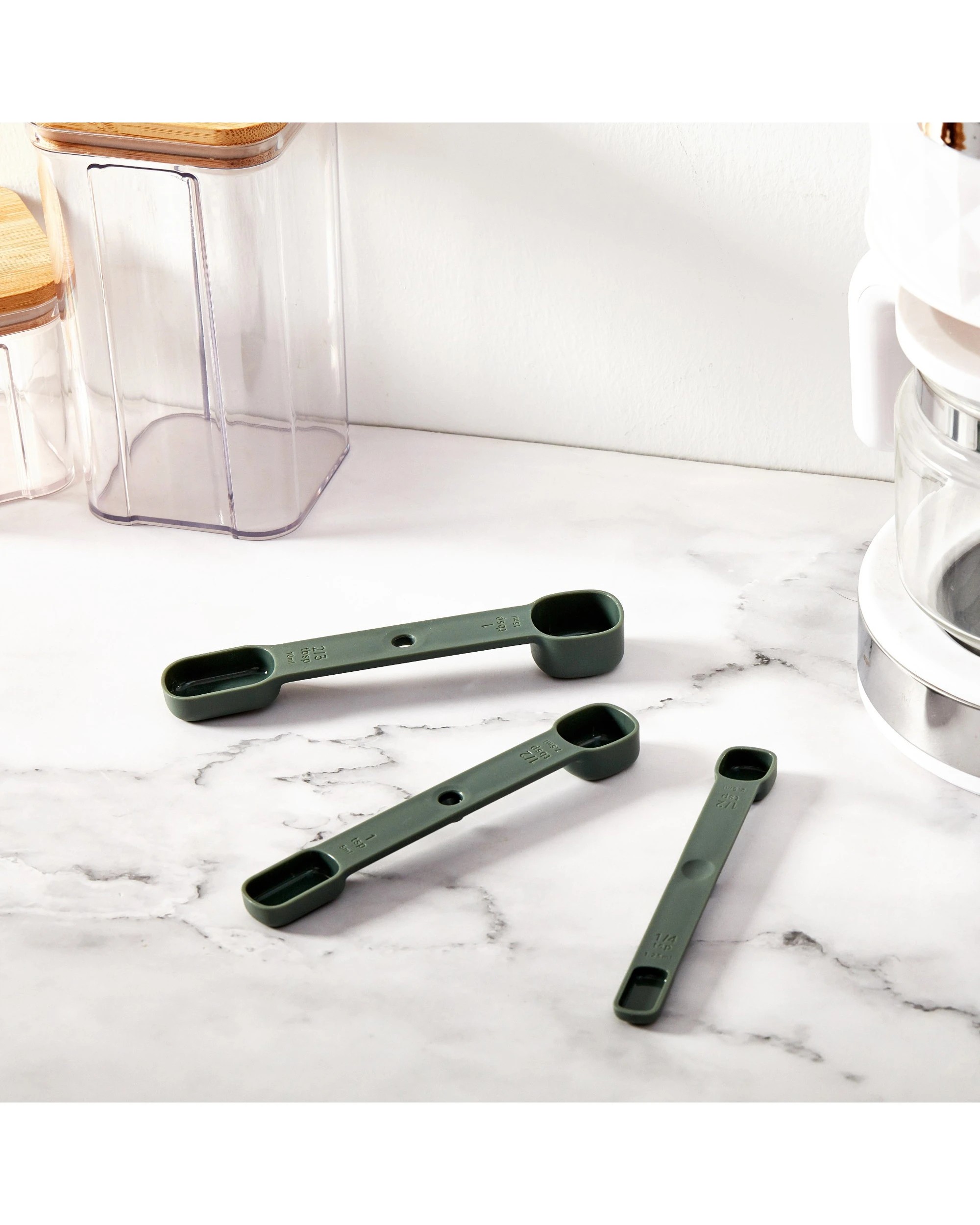 3 Gourmet Kitchen Modern Nesting Measuring Cup & Spoon Bundle - Green, 3 of 8