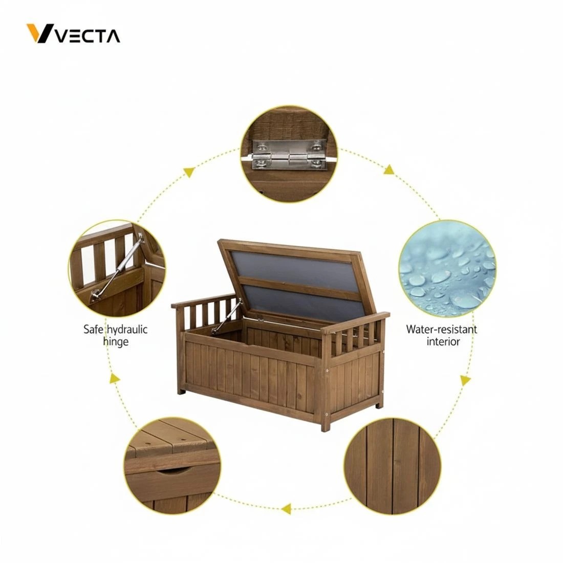 7 Gardeon Outdoor Storage Bench Box Wooden Garden Toy Tool Sheds Patio Furniture - Brown, 7 of 8