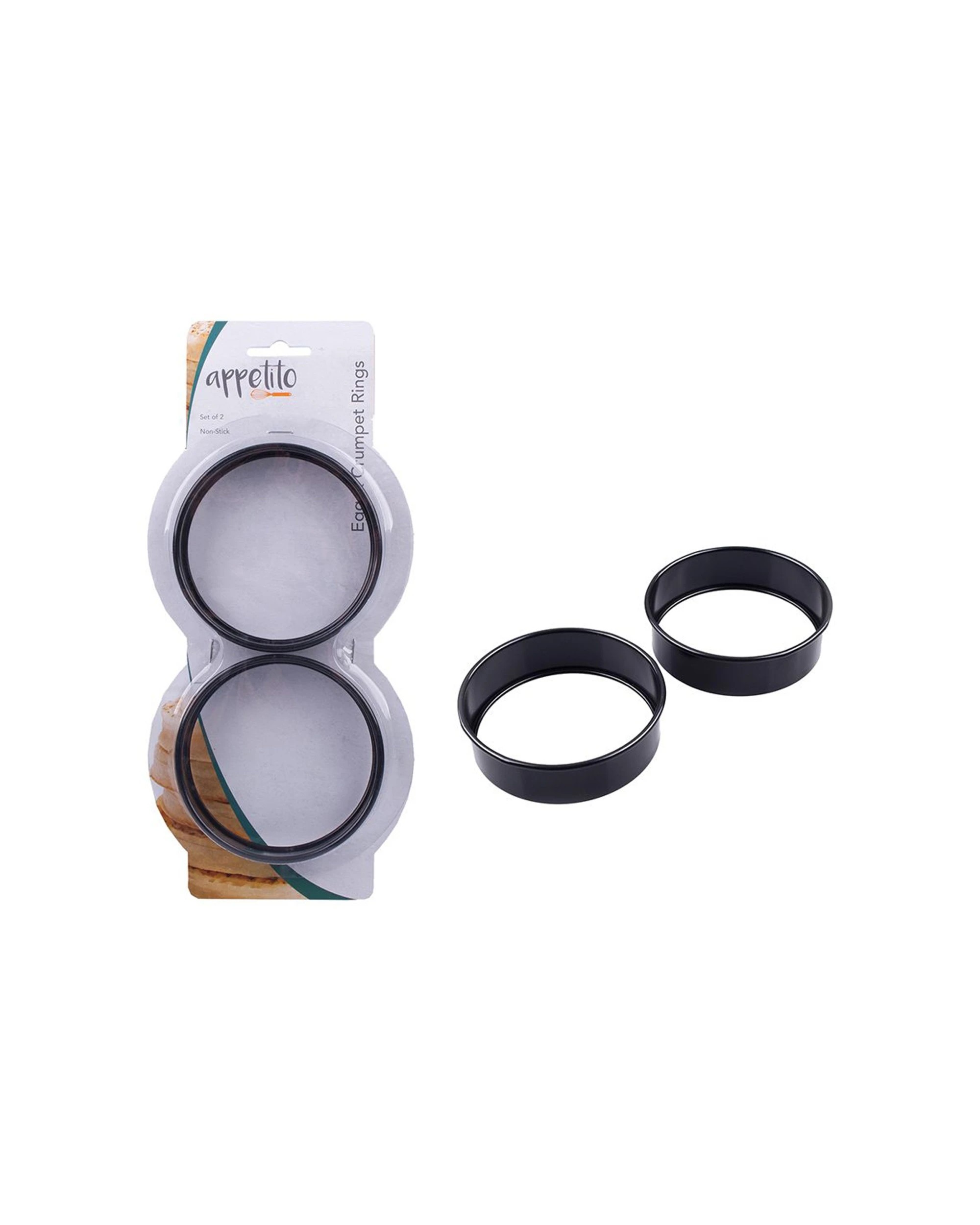 1 Appetito Egg & Crumpet Rings Set Of 2 Non-Stick Cooking Kitchen Tool - Black, 1 of 3