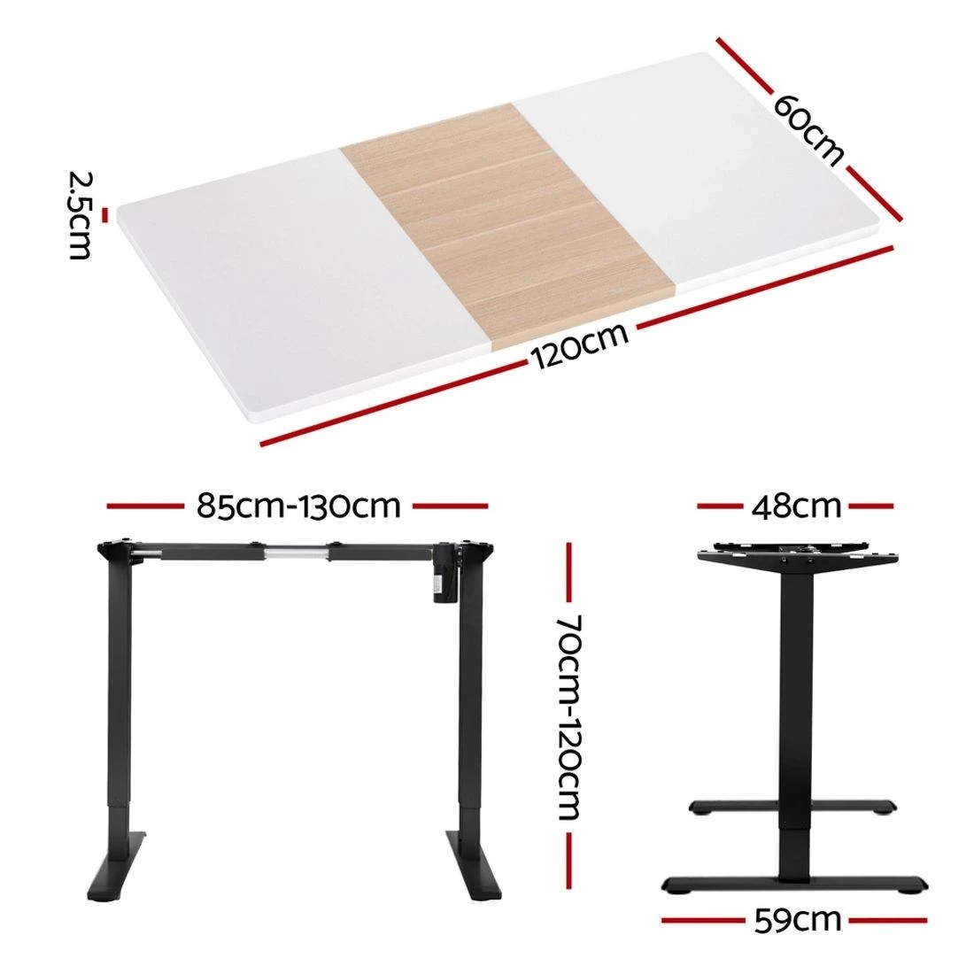 2 Artiss Motorised Standing Desk Sit Stand Desks - Multi, 2 of 4