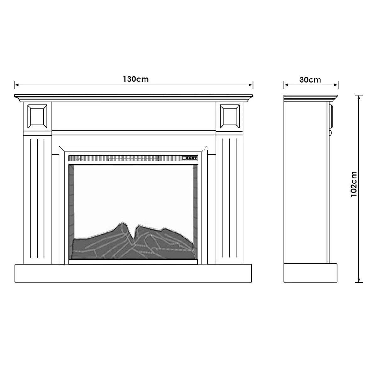 3 Moda Living Berwick Electric Fireplace Heater White Mantel Suite with Starlight Insert - White, 3 of 9