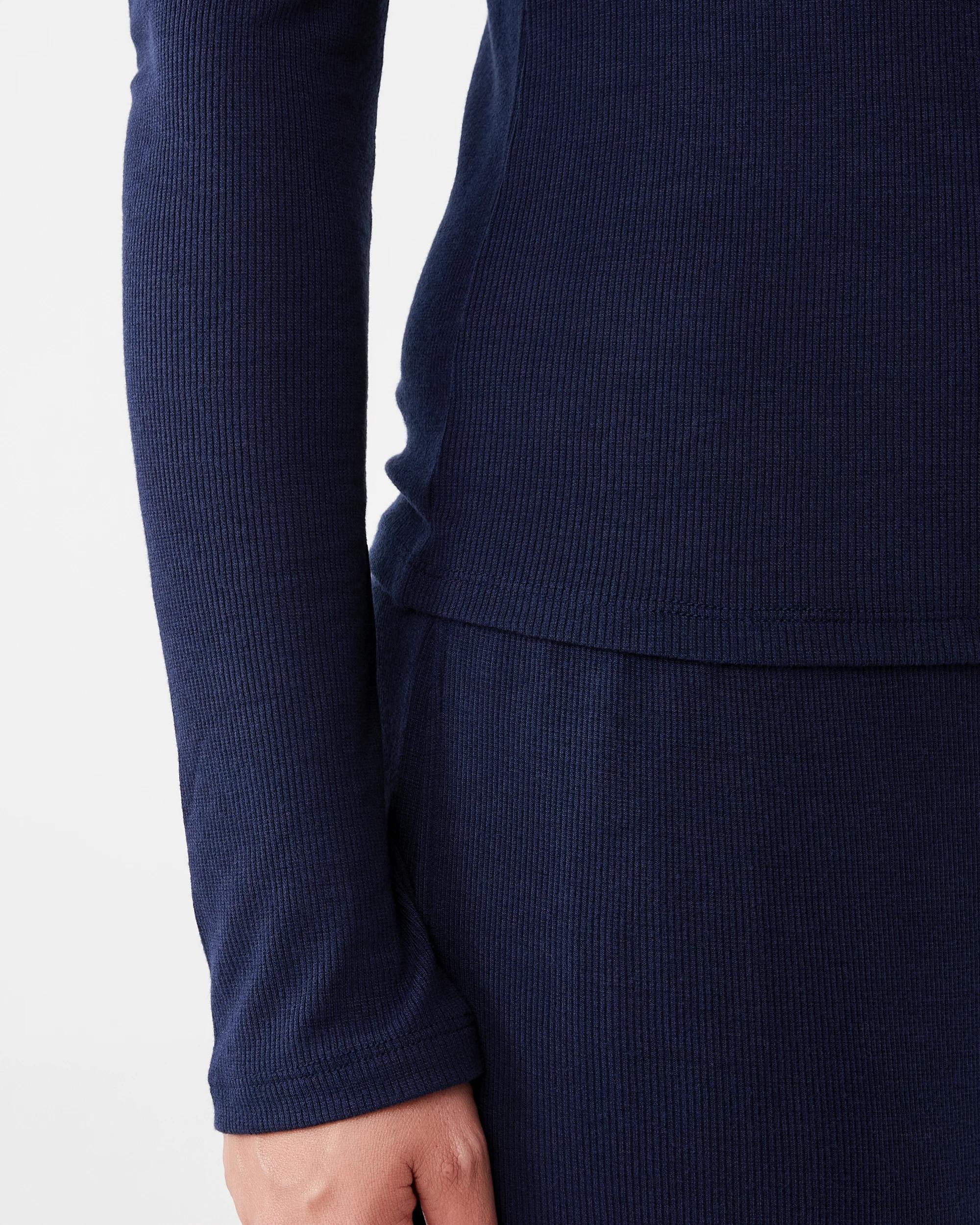 6 Long Sleeve Comfort Ribbed Henley Top Navy Blaze, 6 of 7