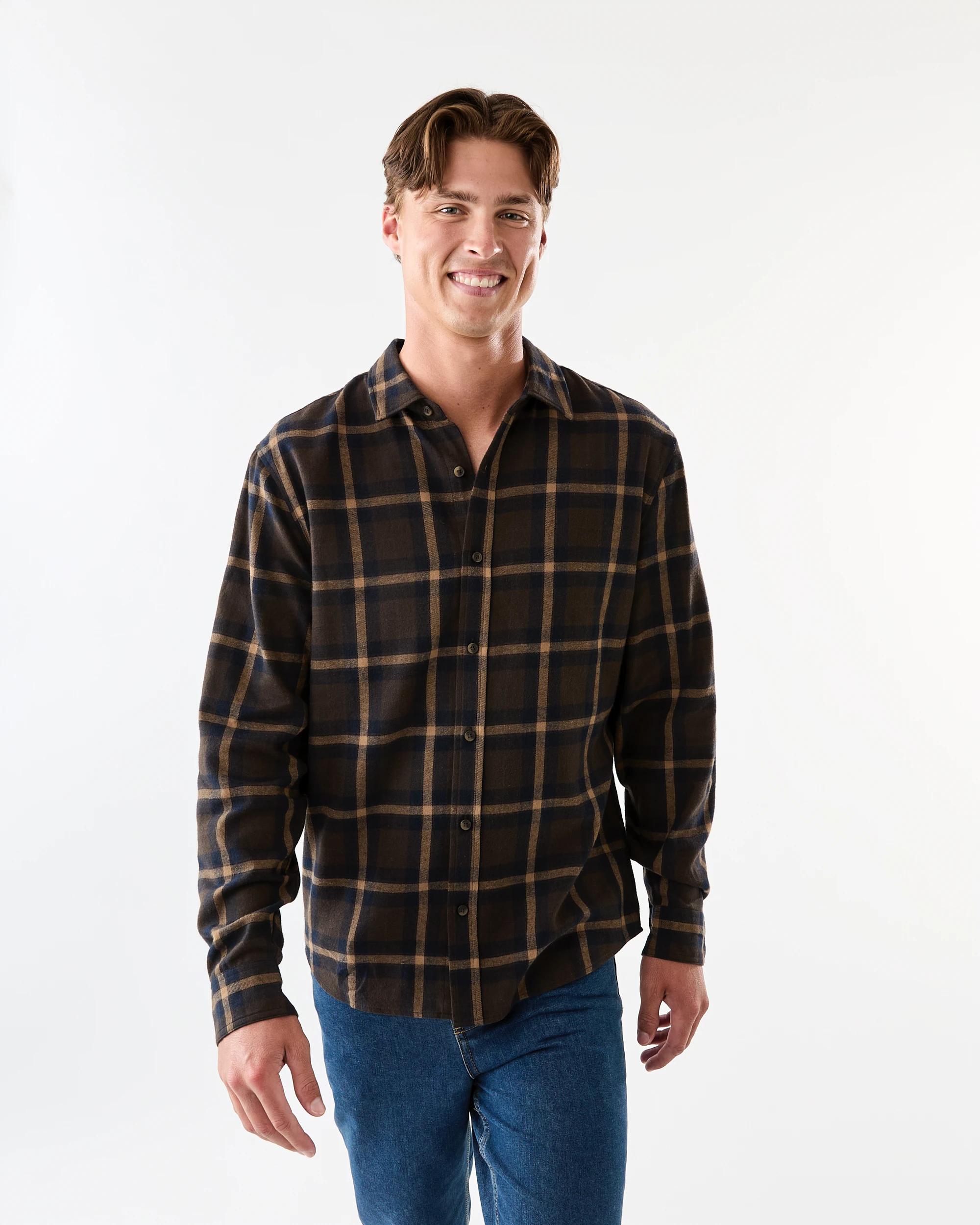 1 Long Sleeve Brushed Shirt Brn Check, 1 of 7