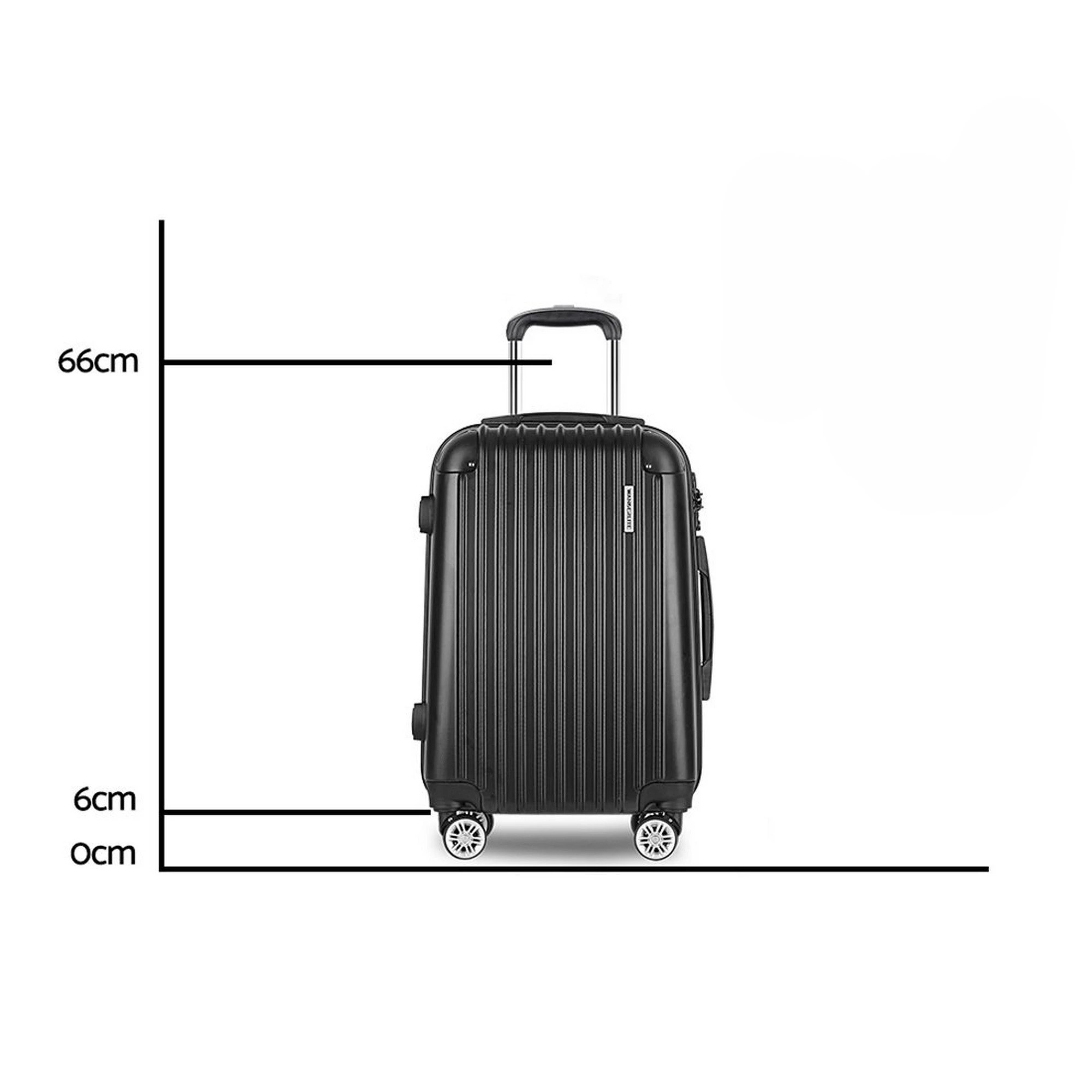 1 Wanderlite 24" 66cm Luggage Trolley Travel Set Suitcase Carry On Hard Case TSA Lock - Black, 1 of 6