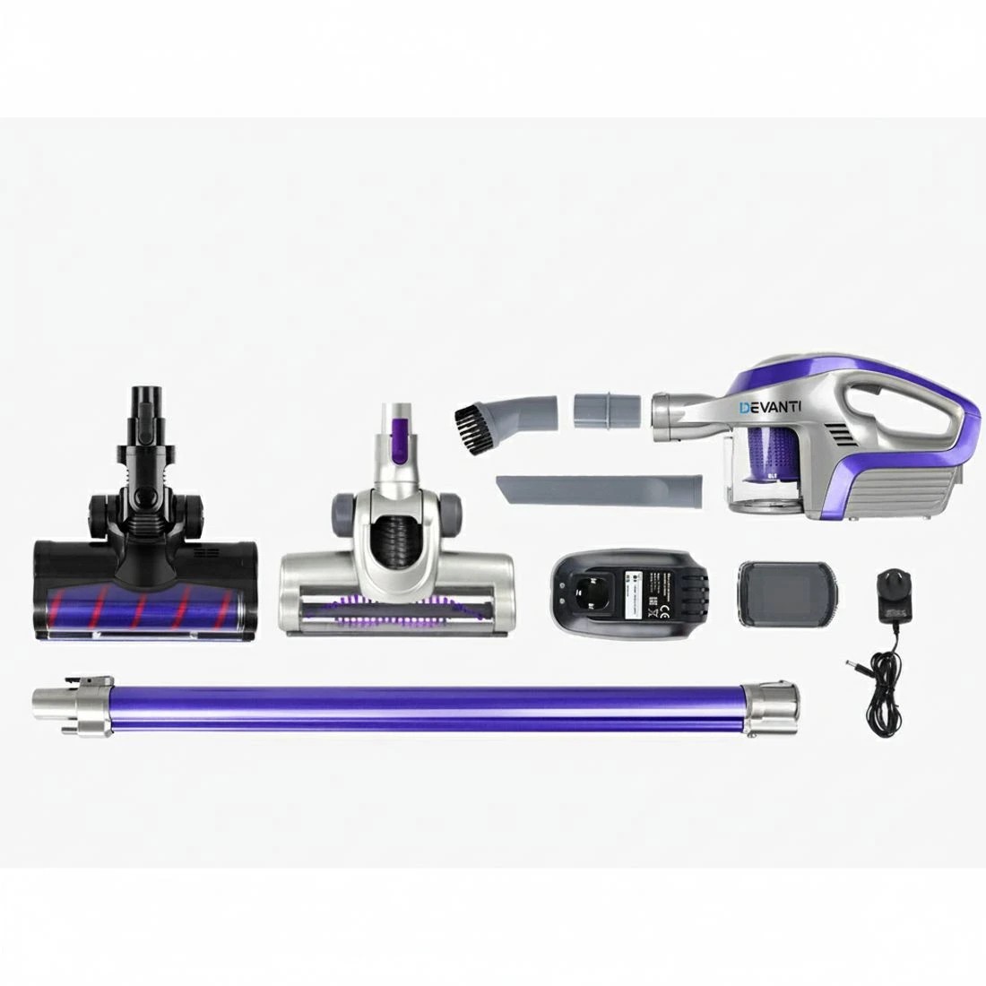 5 Devanti Stick Vacuum Cleaner Roller Brush Cordless 150W - Purple, 5 of 6