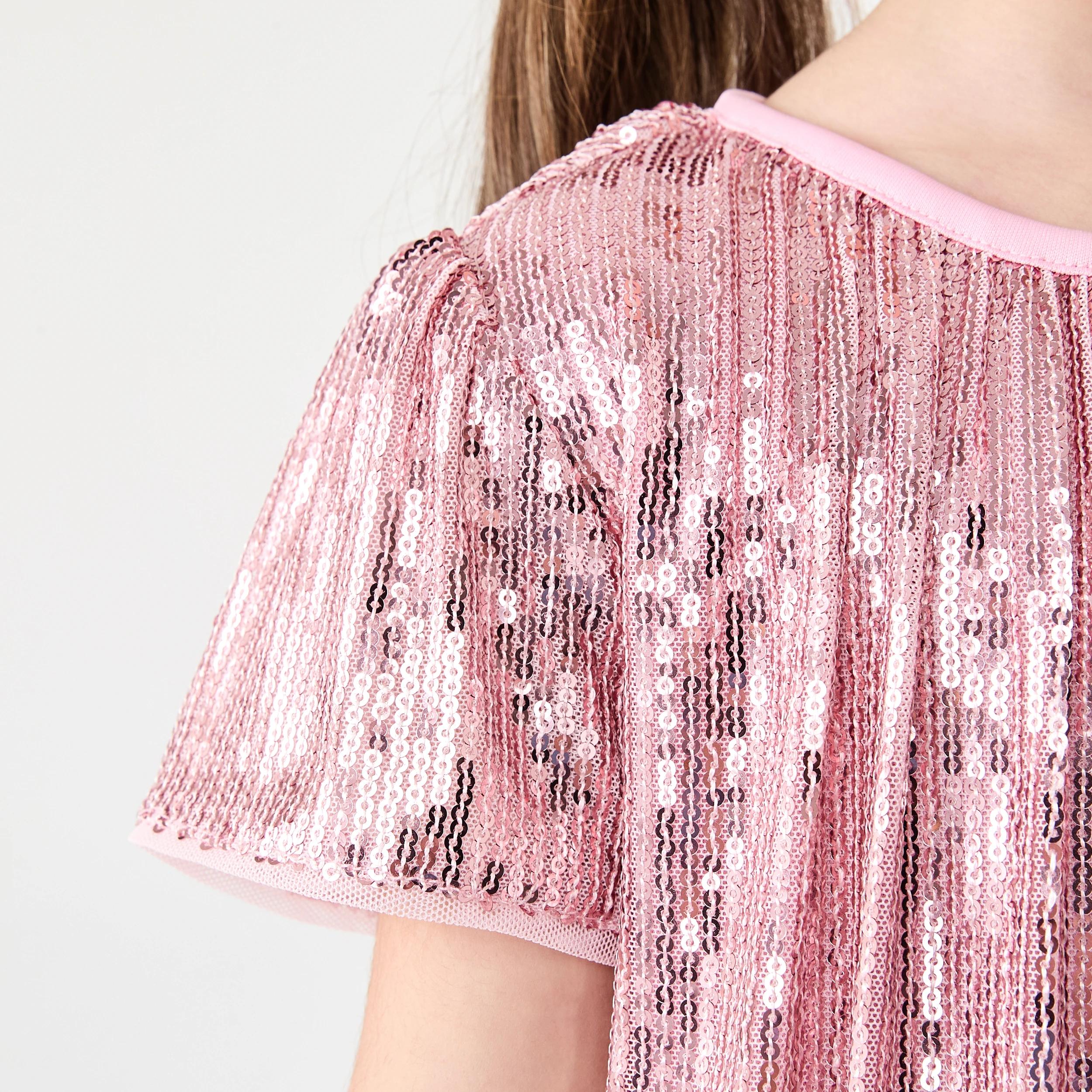 5 Sequin Party Dress Bllet Pink, 5 of 8