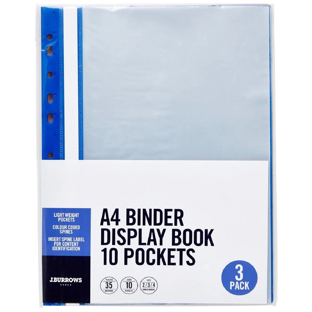 1 J.Burrows Binder Display Book A4 Assorted 3 Pack, 1 of 3