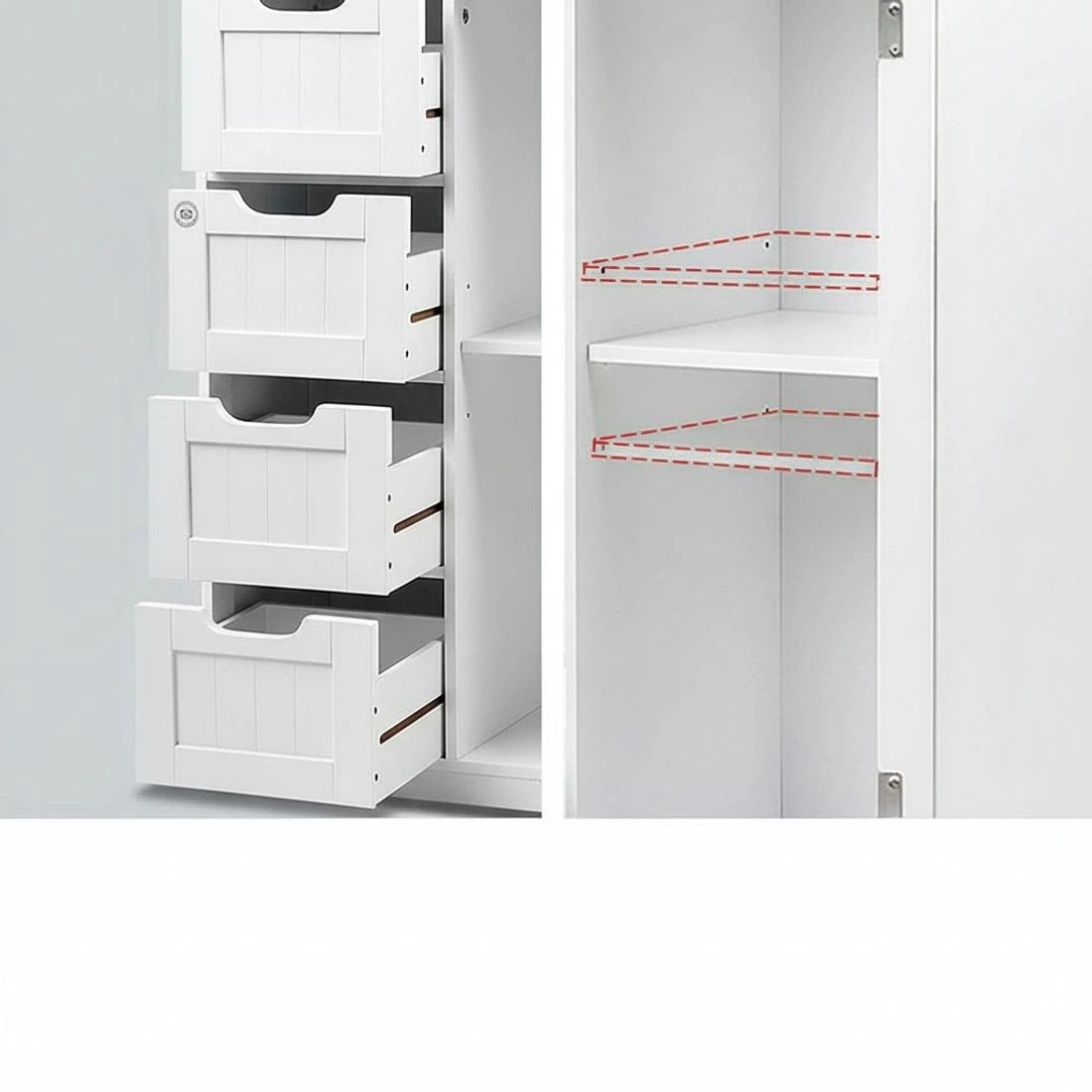 6 Artiss Bathroom Cabinet Storage Drawers - White, 6 of 10