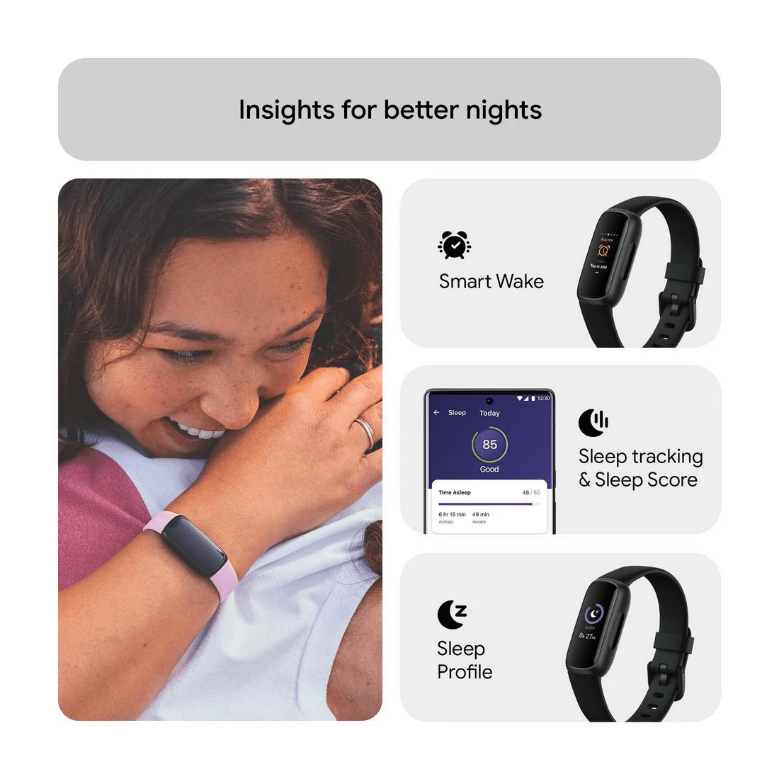 6 Fitbit Inspire 3 Fitness Tracker Black, 6 of 7