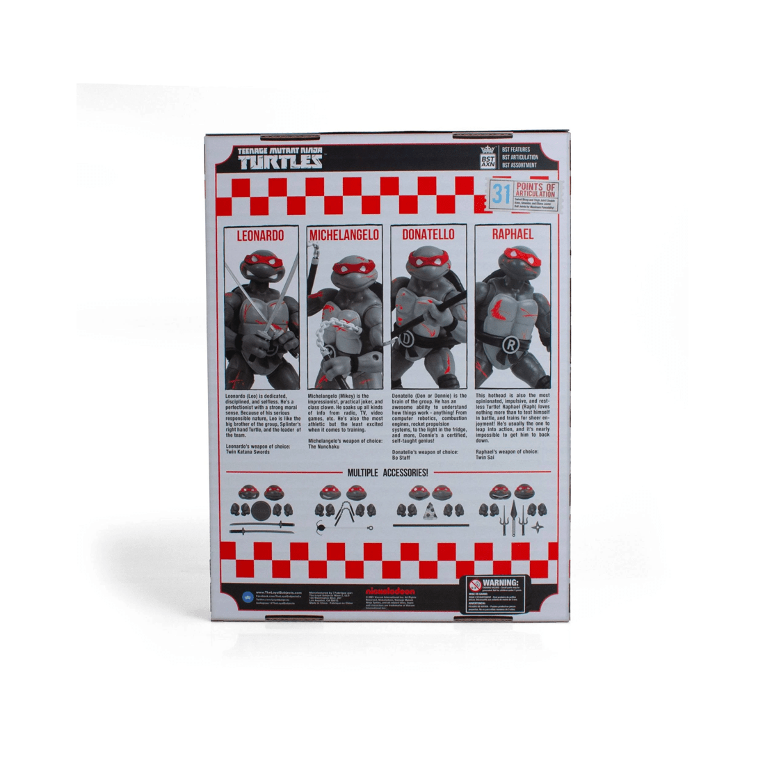 8 The Loyal Subjects BST AXN Teenage Mutant Ninja Turtles Black and White Battle Damaged Action Figure 4 Pack, 8 of 8