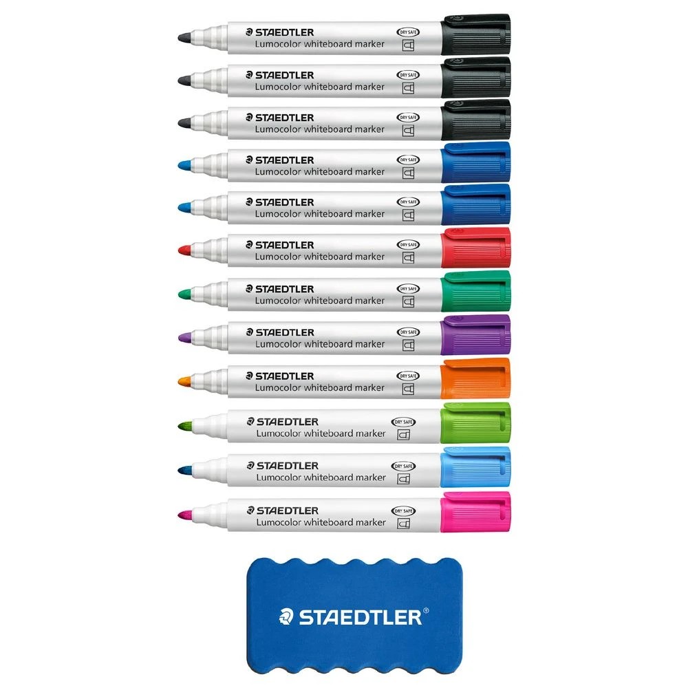 3 Staedtler Lumocolor Whiteboard Marker Bullet Assorted 12 Pack, 3 of 5