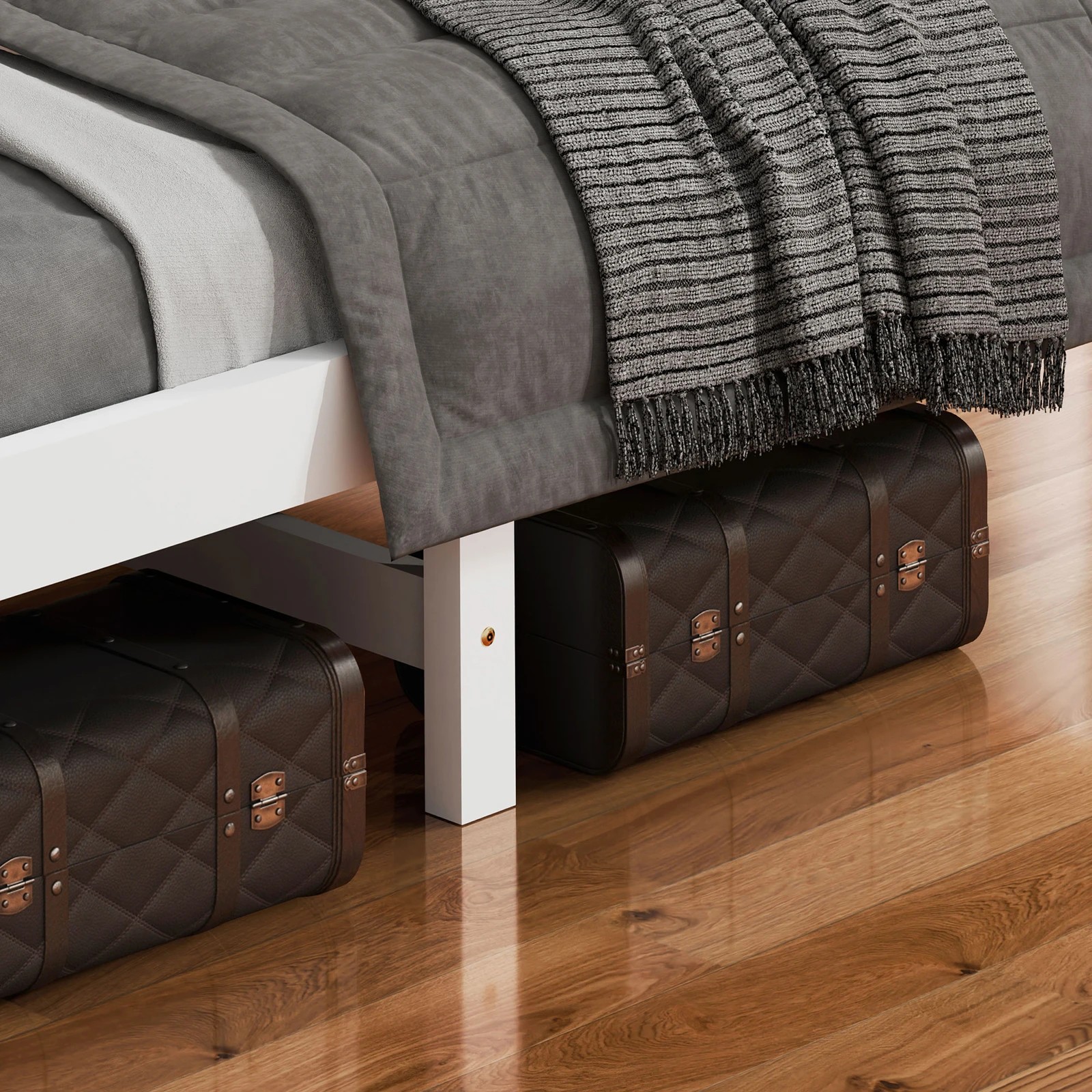 9 Alfordson Bed Frame Wooden King Single Solid Pine Timber Base Cambrie - White, 9 of 10