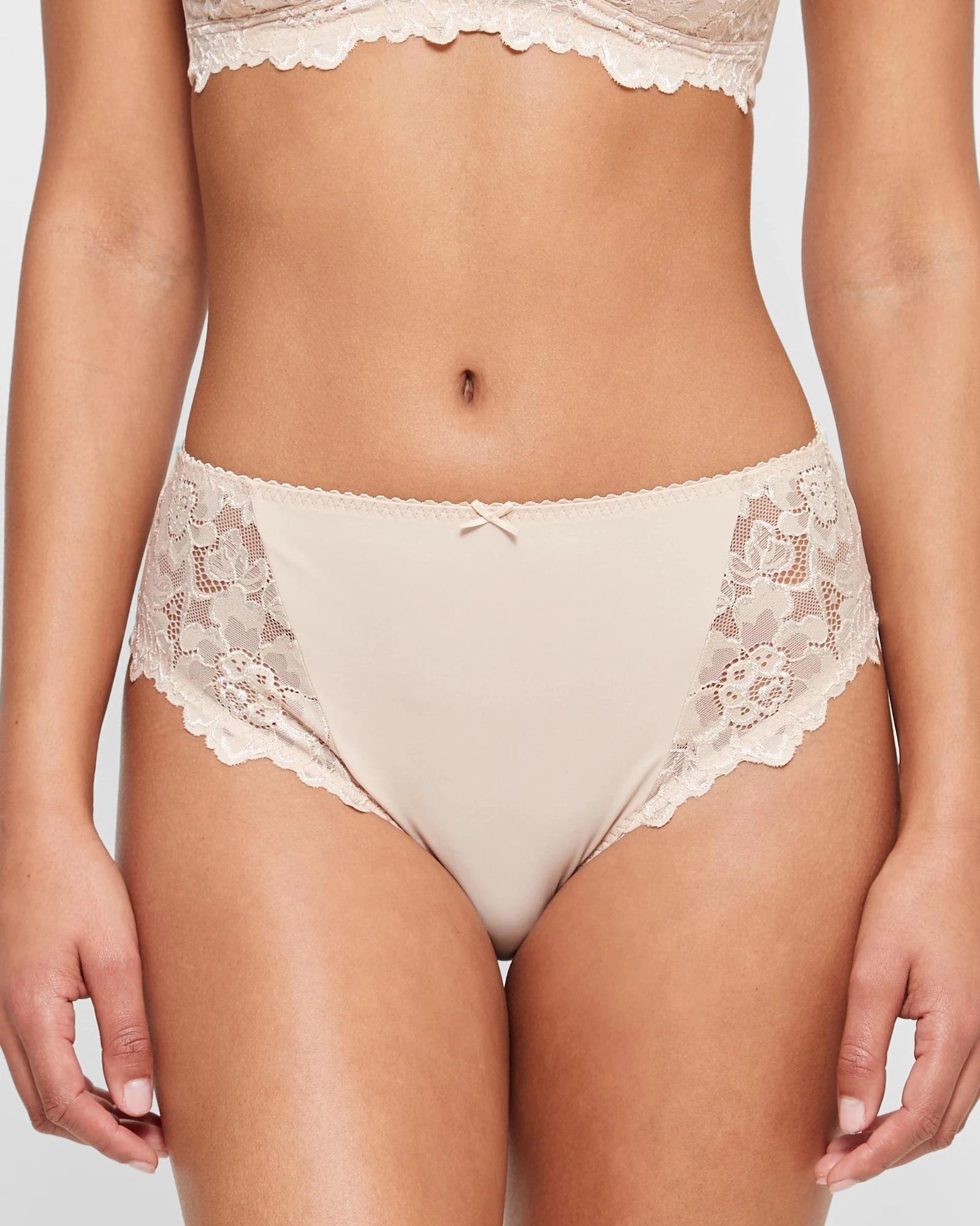 1 Target Woman High Cut Lace Briefs TAUPE, 1 of 6